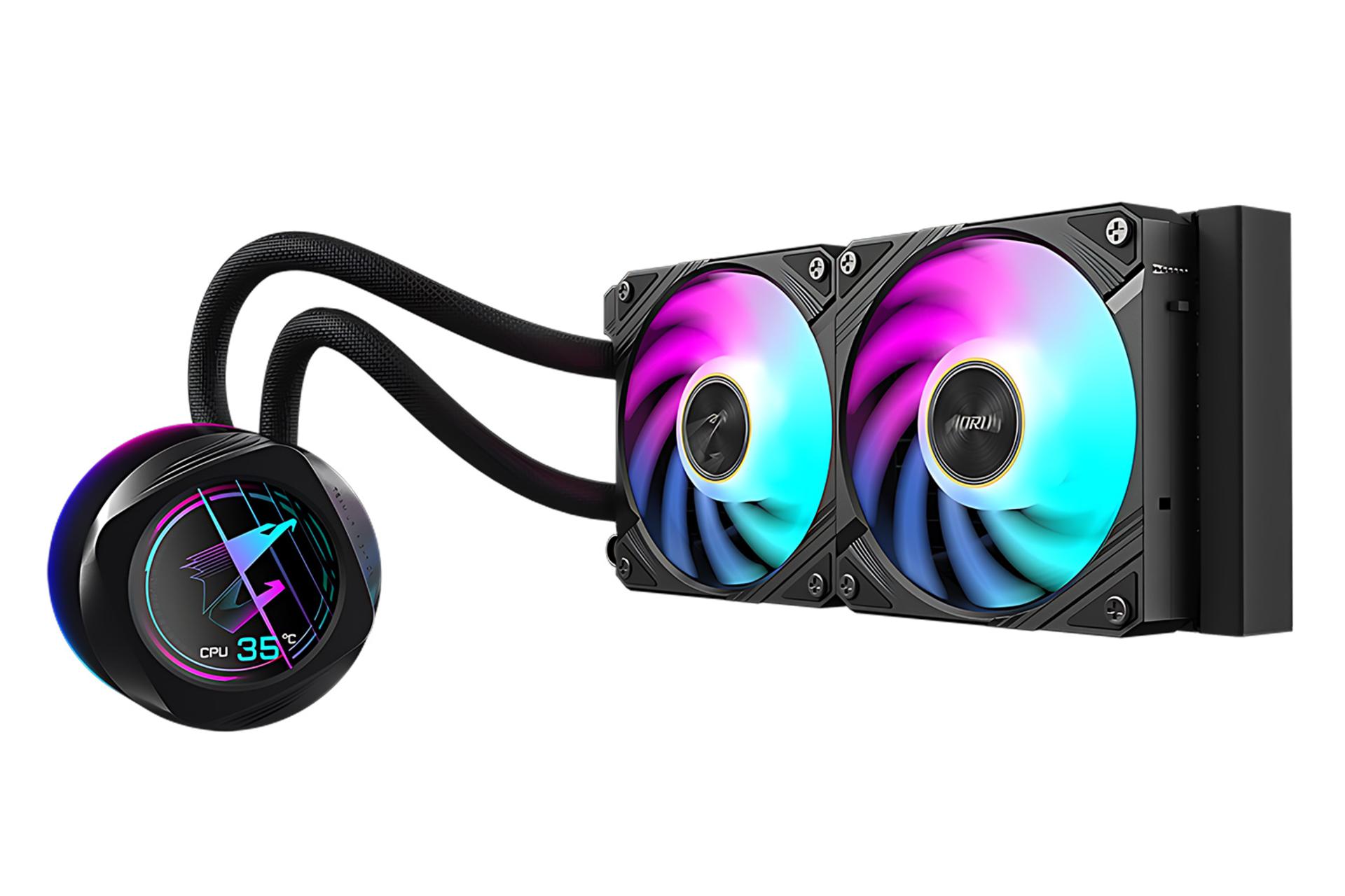 نمای کناری خنک کننده مایع گیگابایت GIGABYTE AORUS WATERFORCE X II 240