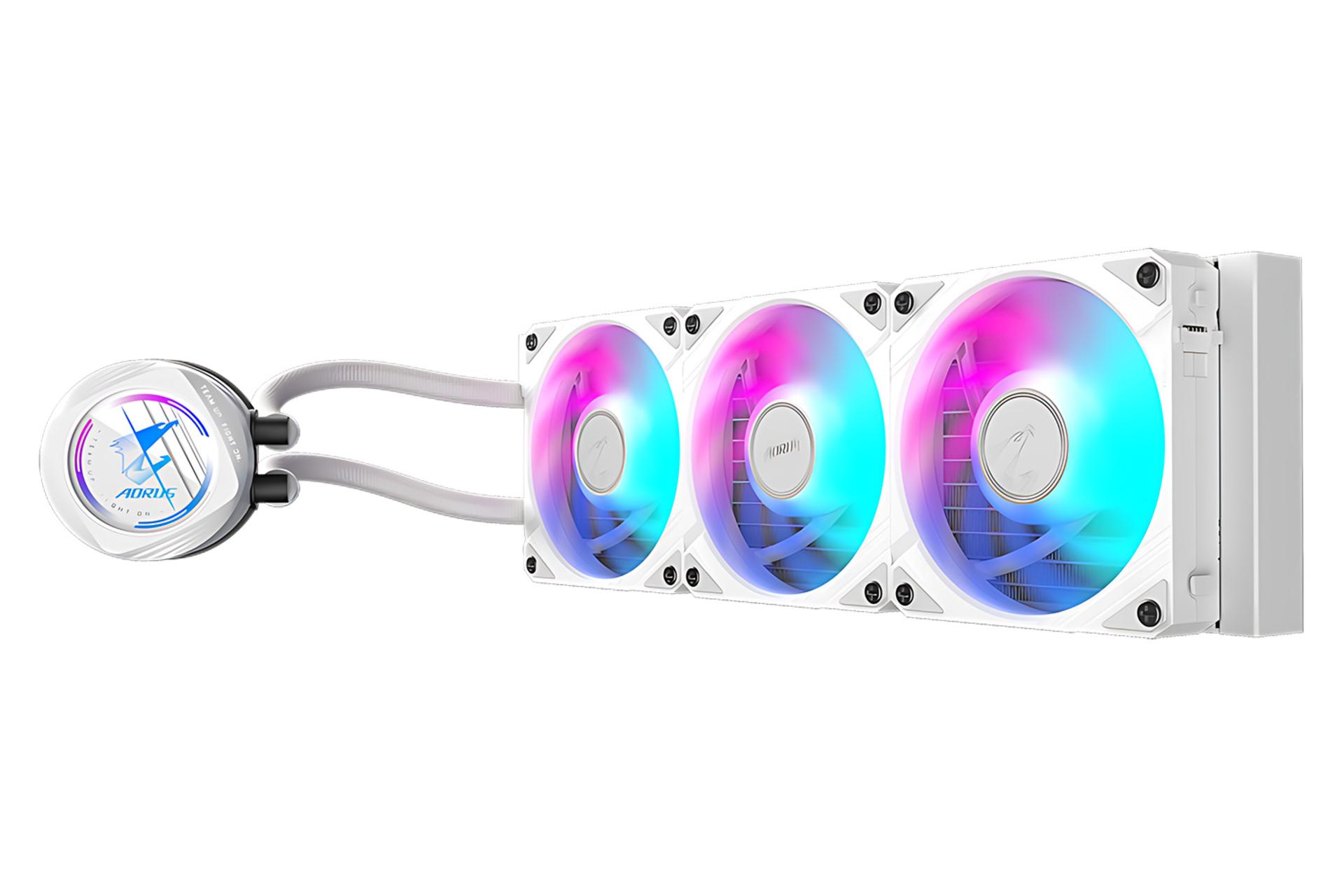 نمای کناری خنک کننده مایع گیگابایت GIGABYTE AORUS WATERFORCE II 360 ICE