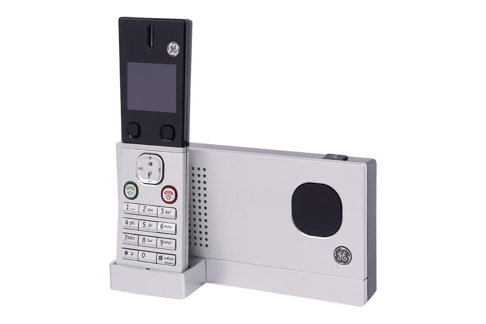 نمای نیمرخ تلفن جنرال الکتریک FH28517EE2 با نمایش پایه اصلی و گوشی های بی سیم