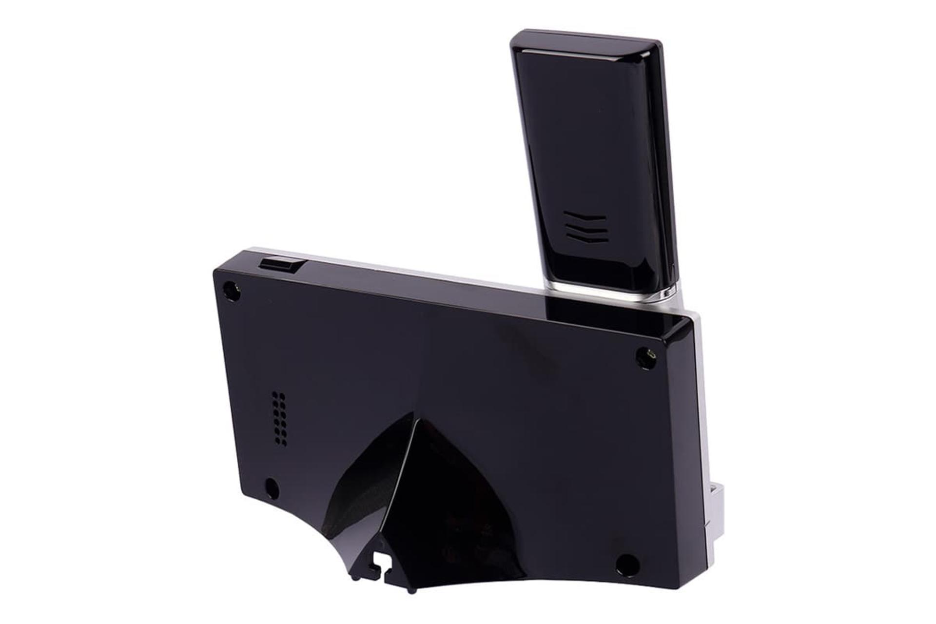 نمای نیمرخ پنل پشت تلفن جنرال الکتریک FH28517EE2 با نمایش پایه و دکمه لبه بالا