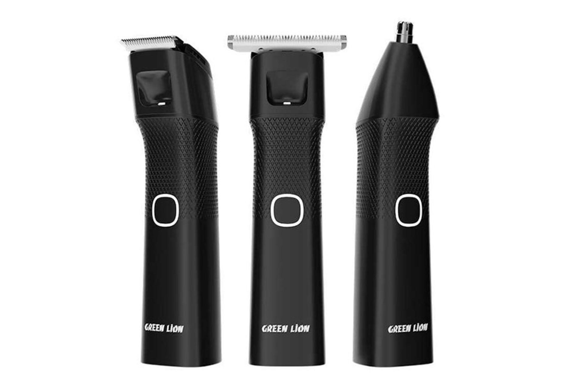 ماشین اصلاح و ریش تراش گرین لاین Green Lion 3 in 1 Body Trimmer رنگ مشکی نمای جلو سری های مختلف