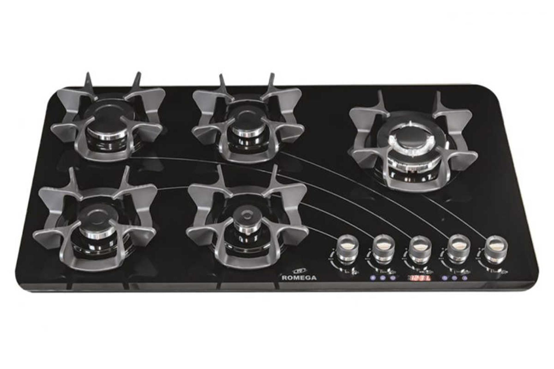 نمای جلوی اجاق گاز صفحه ای شیشه‌ای رمگا 501DR