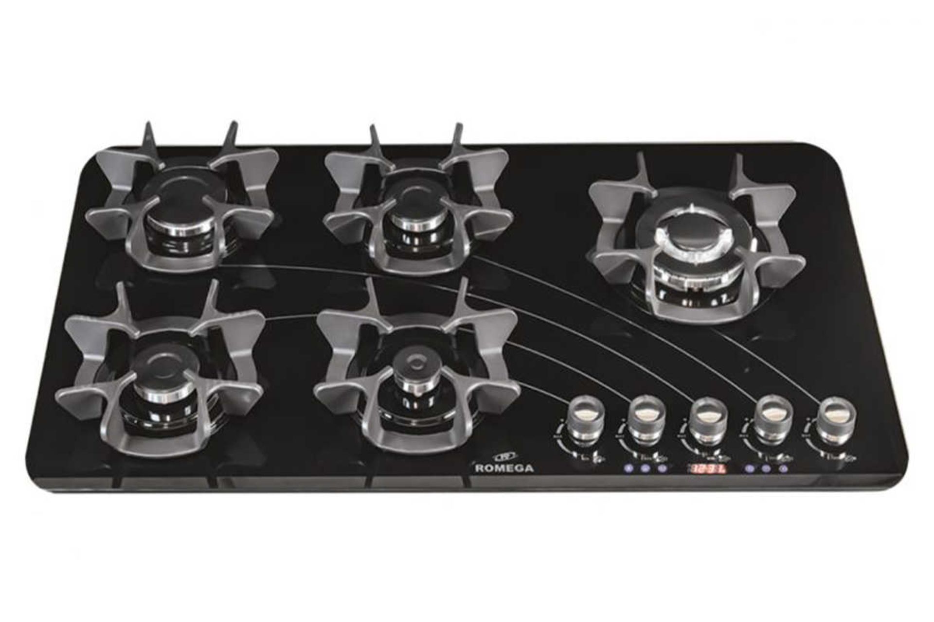 نمای جلوی اجاق گاز صفحه ای شیشه‌ای رمگا 501DR