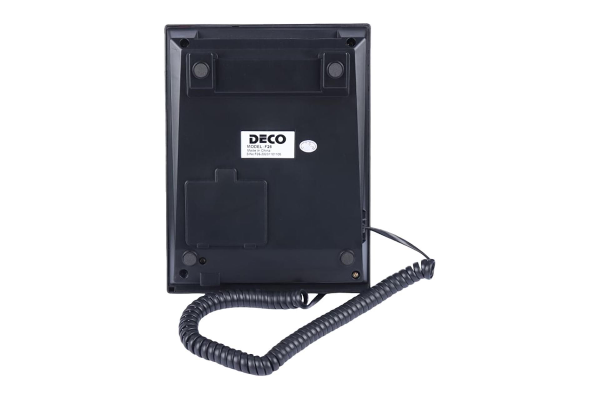 نمای پنل زیر تلفن دکو F26 با نمایش برچسب اطلاعات