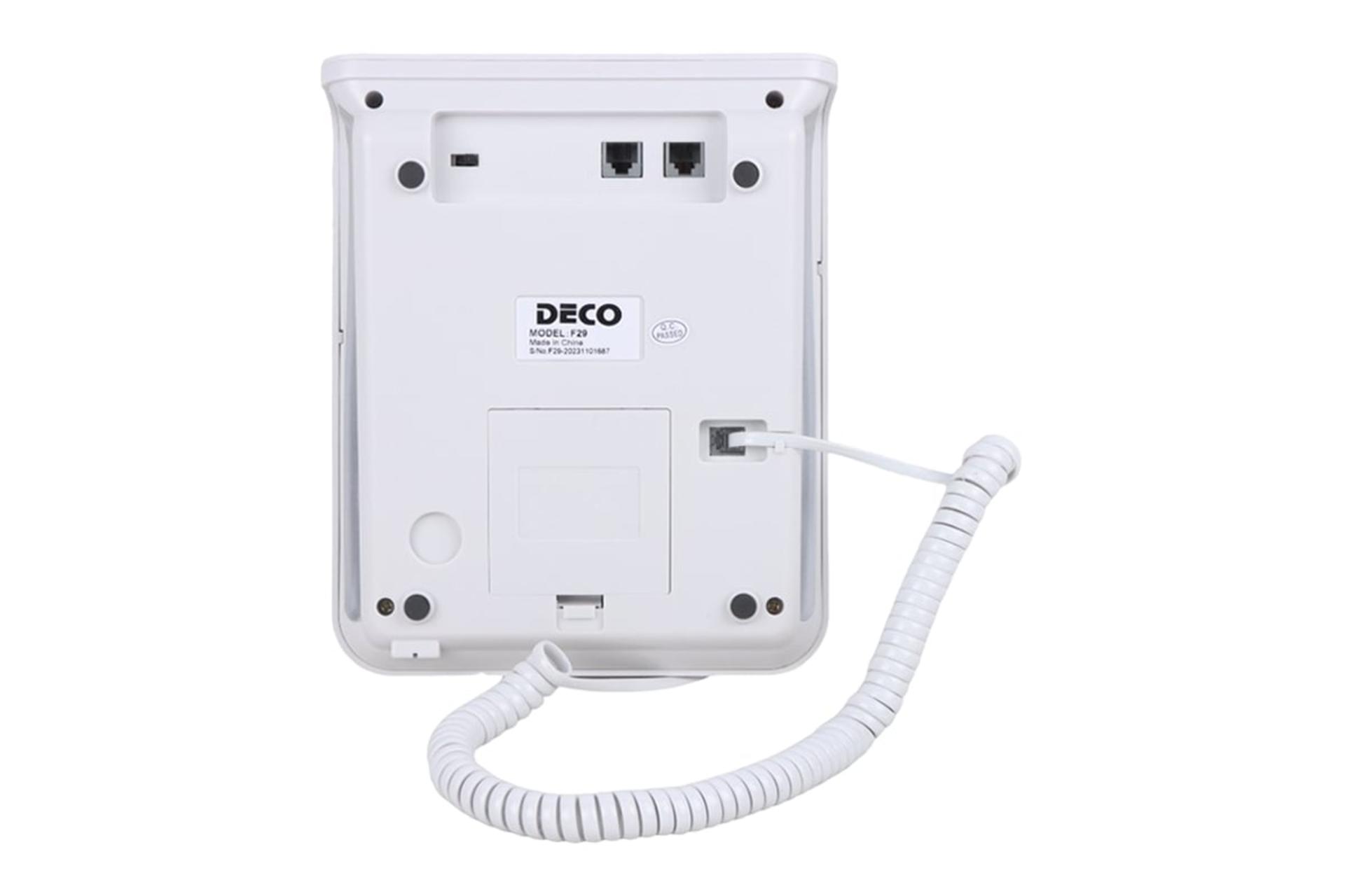 نمای پنل زیر تلفن دکو F29 با نمایش برچسب اطلاعات