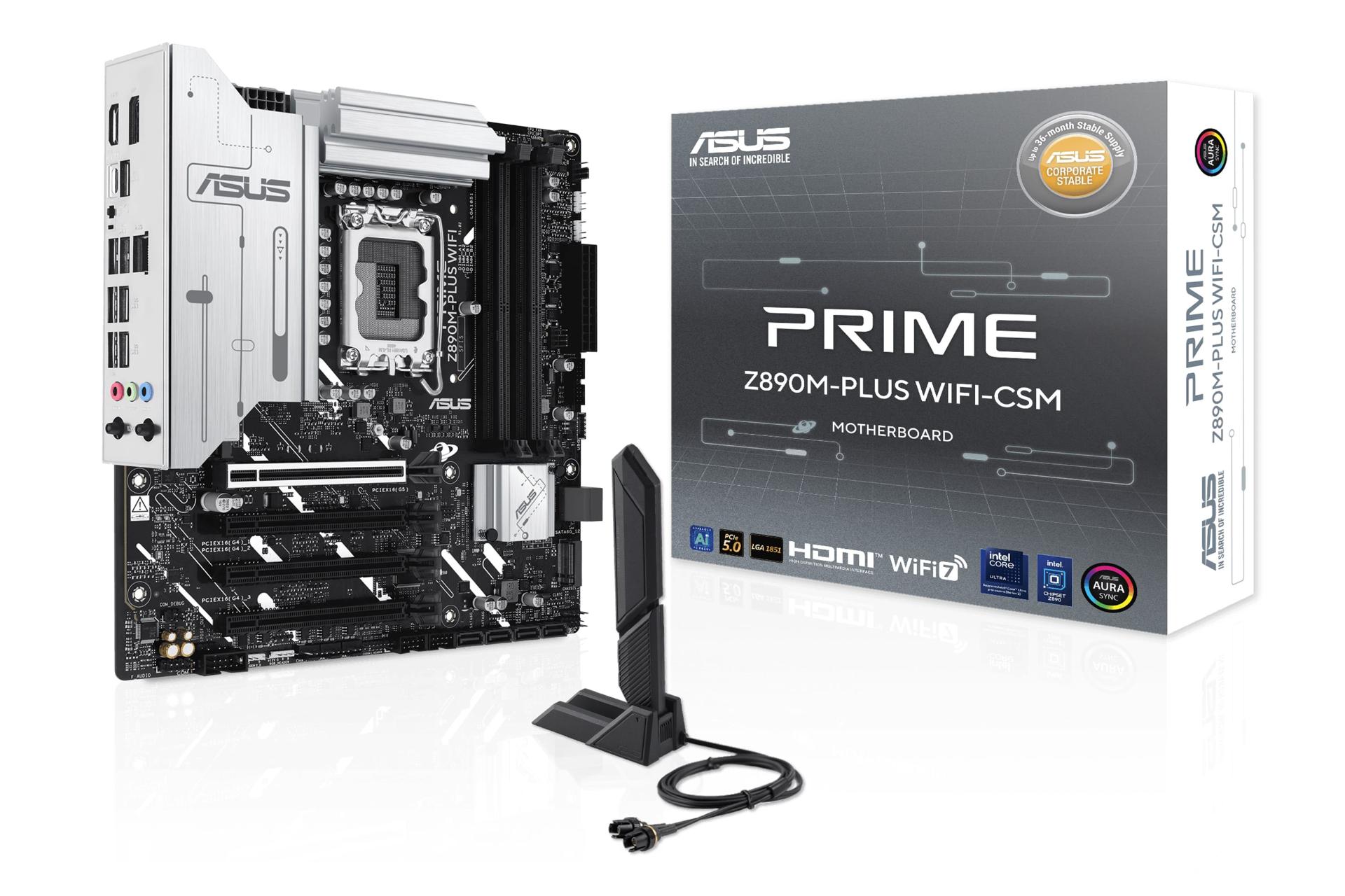 مادربرد ایسوس ASUS PRIME Z890M-PLUS WIFI-CSM به همراه آنتن وای فای و جعبه