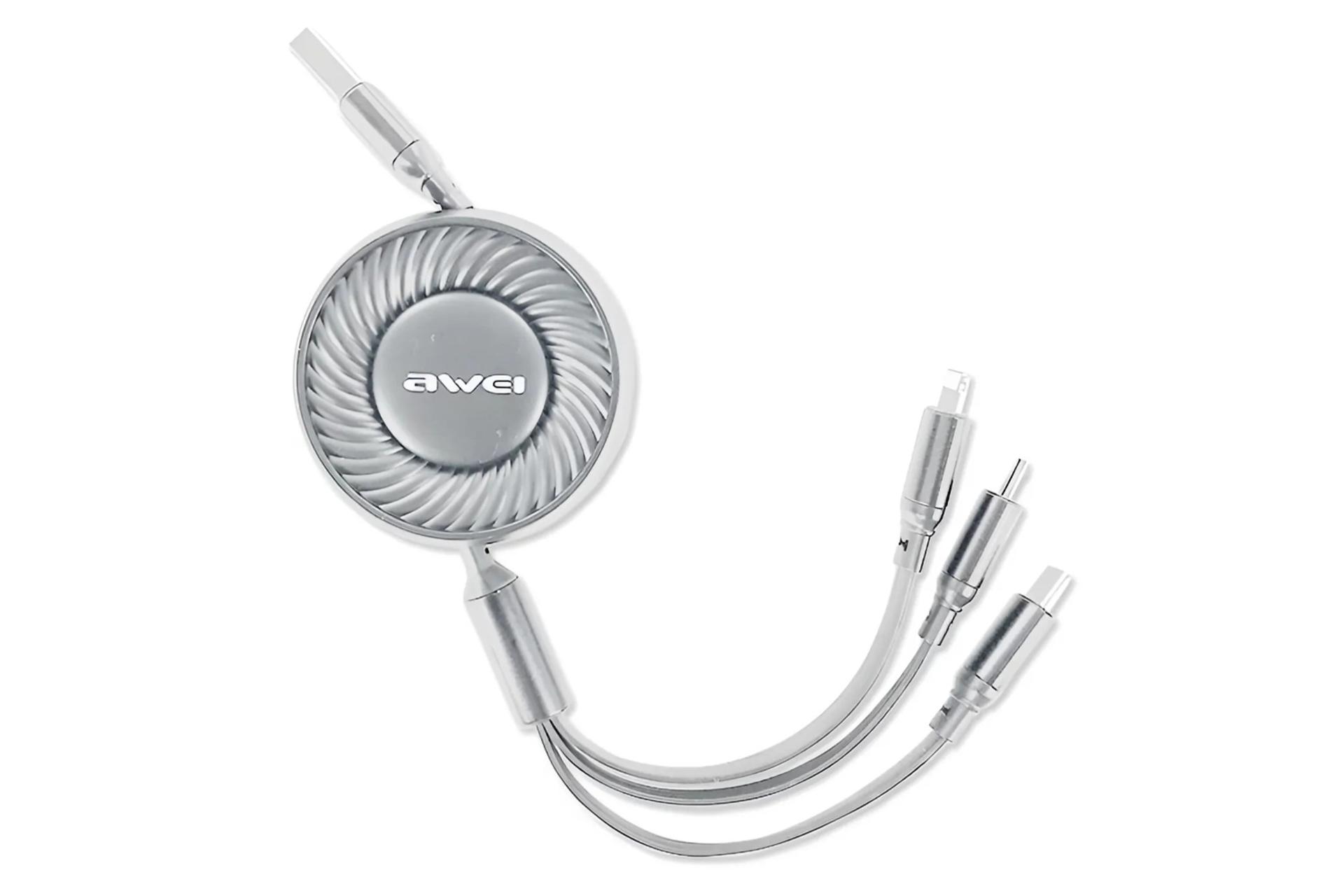 کابل شارژ USB آوی Type-A به Type-C+Micro-USB+Lightning مدل CL-136 3in1 با طول 1 متر