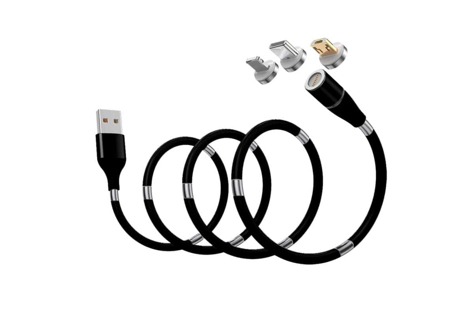 کابل شارژ USB سوپرکالا Type-A به Type-C+Micro-USB+Lightning مدل Magnetkabel 3in1 با طول 0.9 متر