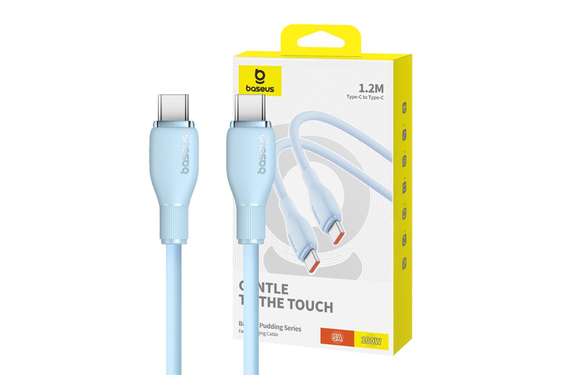 جعبه کابل شارژ USB باسئوس Type-C به Type-C مدل Pudding Series با طول 1.2 متر