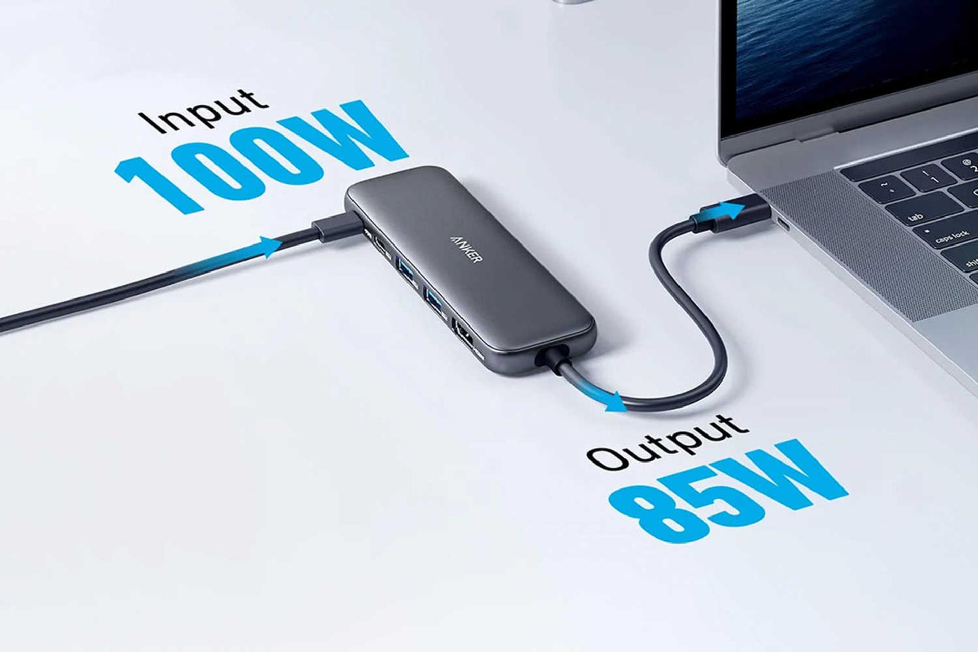 مرجع متخصصين ايران توان مصرفي هاب USB-C انكر 5 پورت مدل 332 