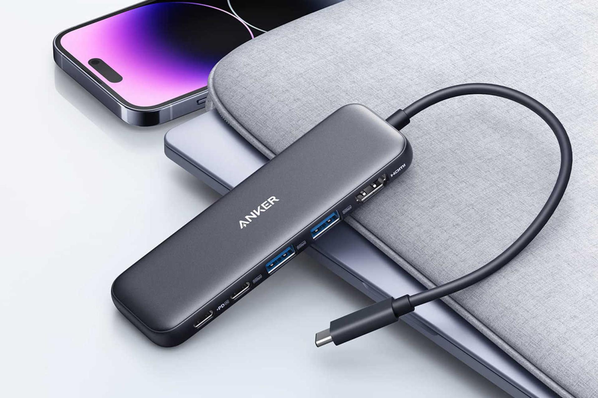 مرجع متخصصين ايران پورت HDMI هاب USB-C انكر 5 پورت مدل 332
