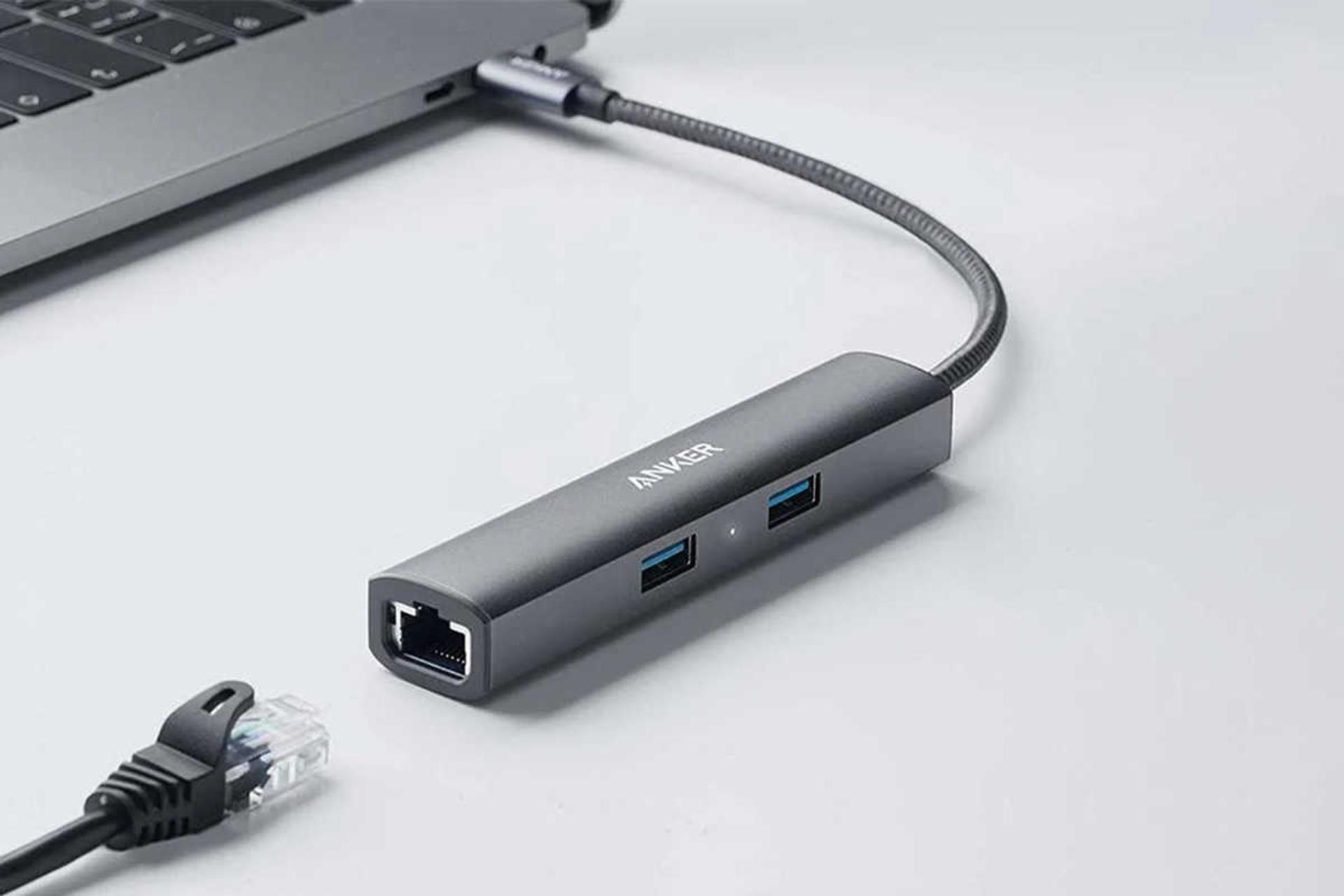 درگاه Ethernet هاب USB-C انکر 5 پورت مدل 533