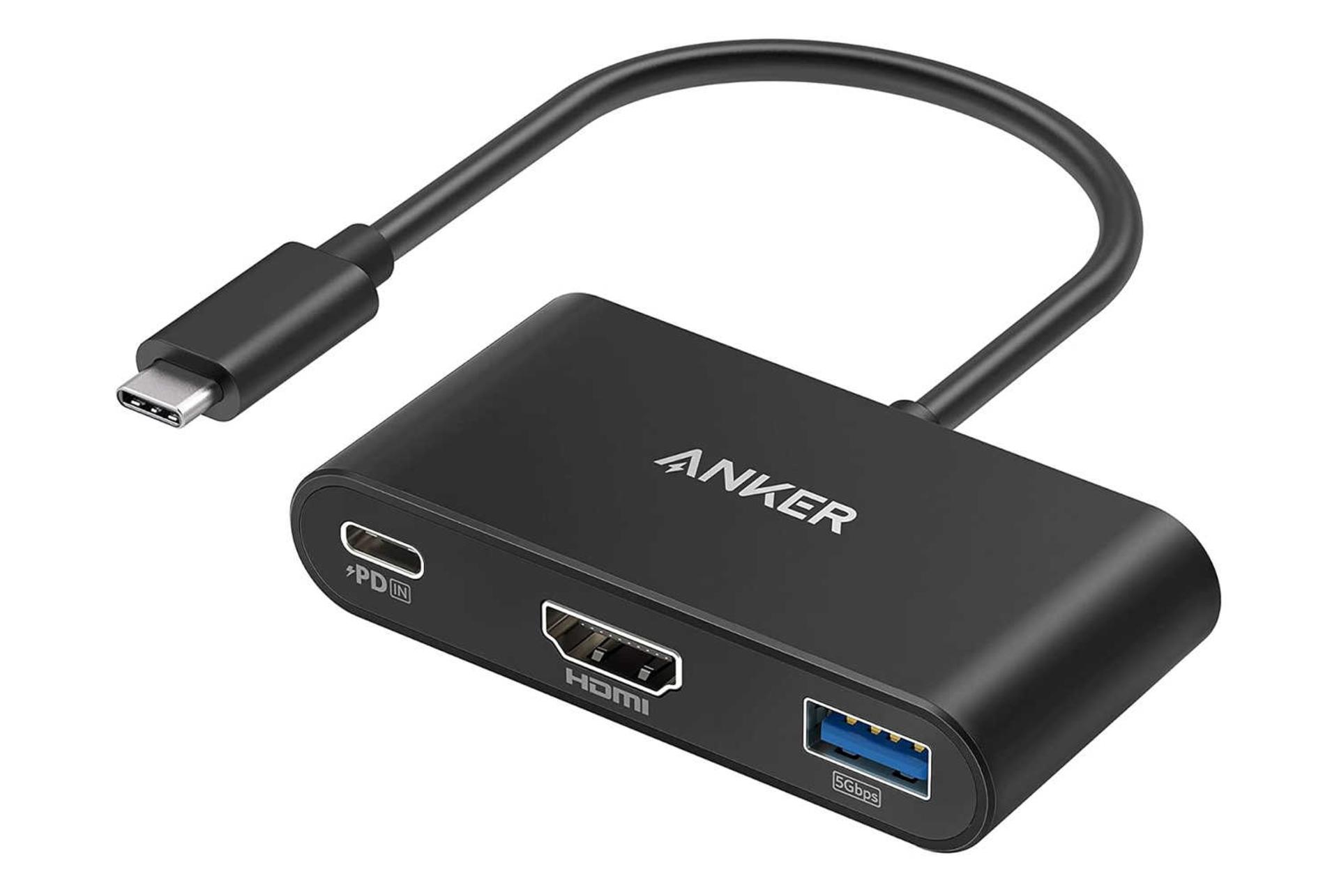 مرجع متخصصين ايران نماي سمت راست هاب USB-C انكر 3 پورت مدل A8339 رنگ مشكي