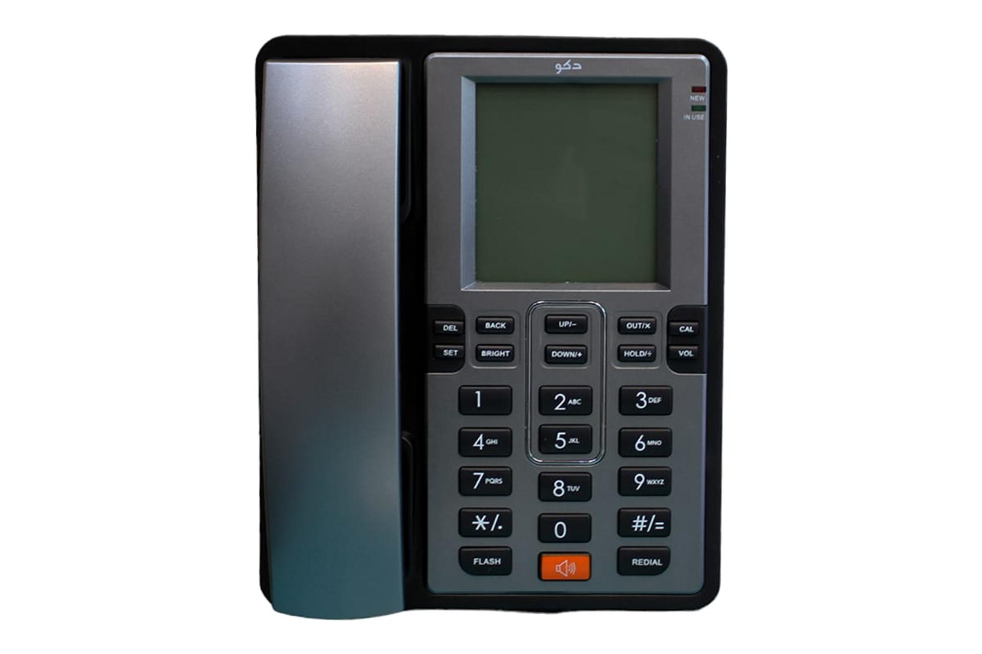 نمای بالای تلفن دکو F30 با نمایش صفحه کلید و نمایشگر رنگ مشکی