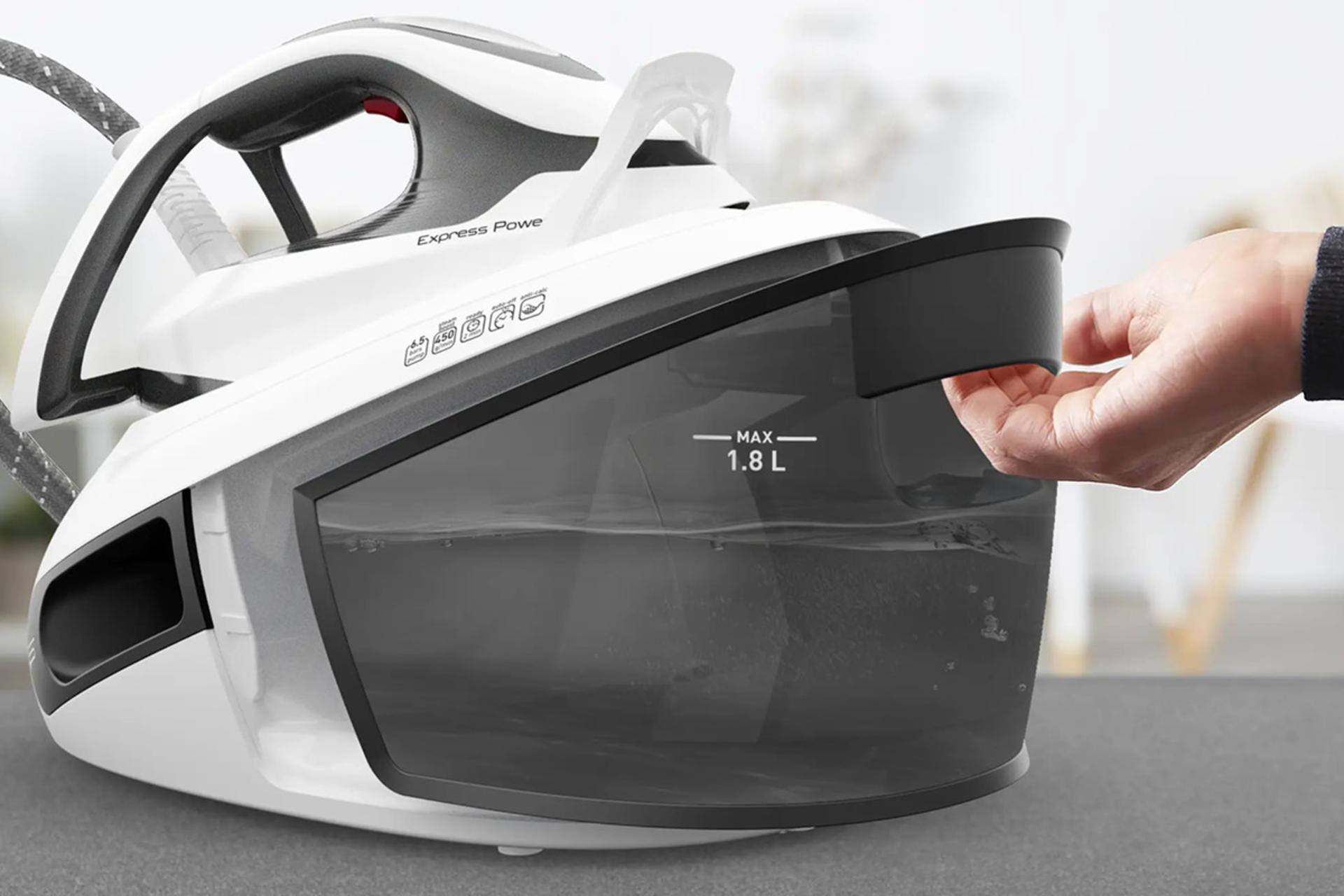 اتو بخار تفال Tefal SV8130 نمای جلو و مخزن آب جداشونده