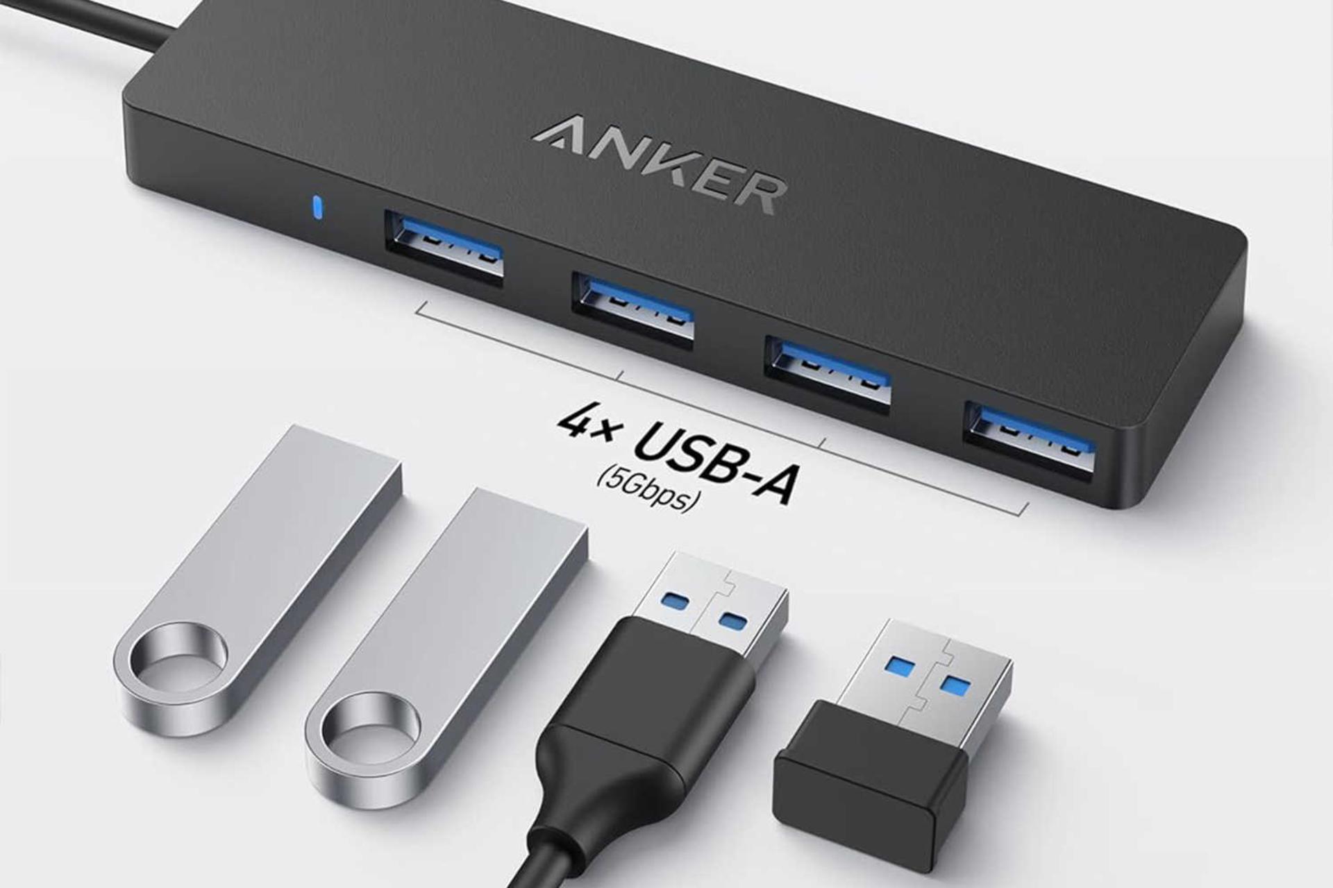 درگاه USB Type-A هاب USB 3.0 انکر 4 پورت مدل A7516