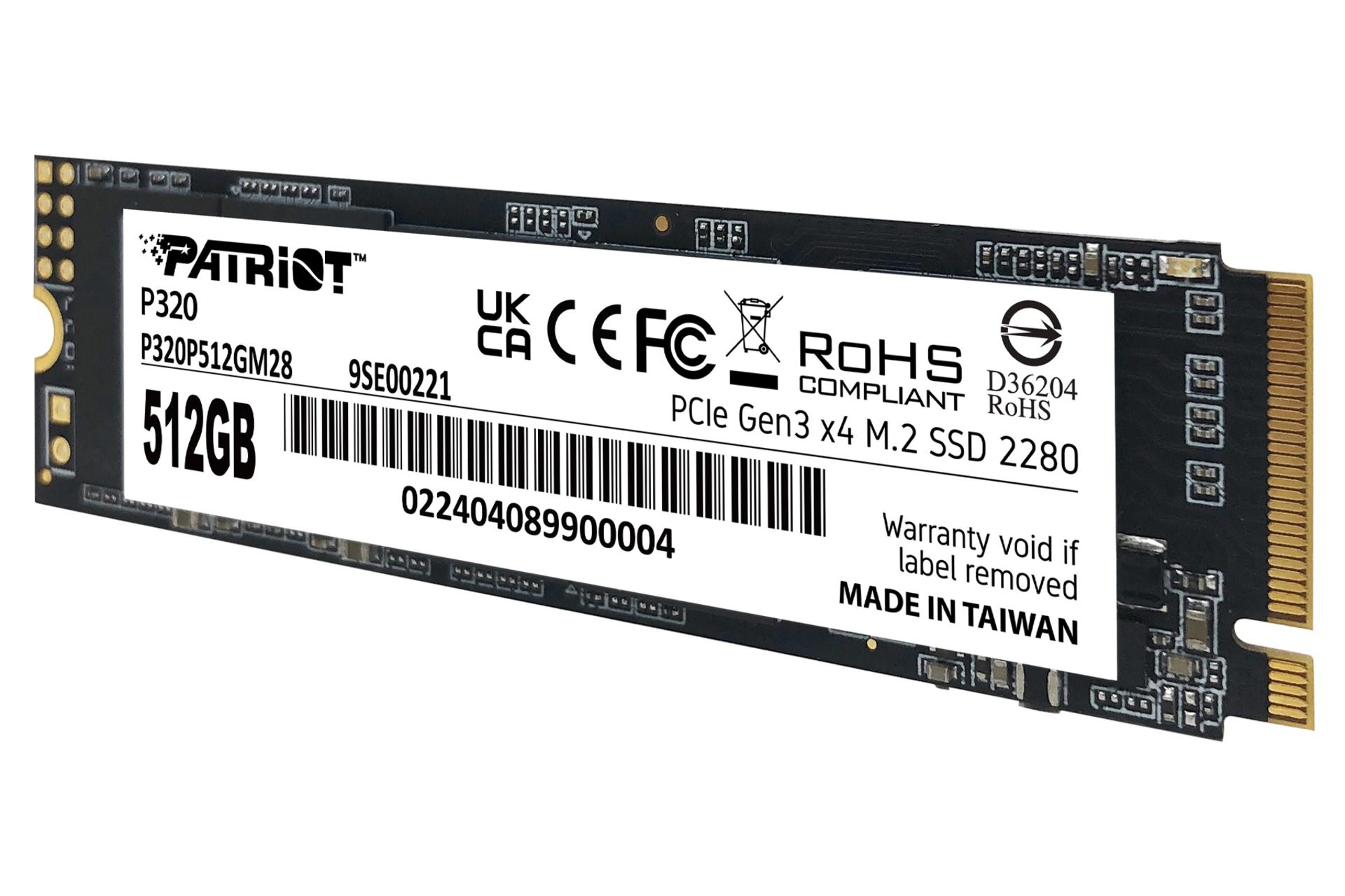 کانکتور و اتصال اس اس دی پاتریوت P320 NVMe M.2 ظرفیت 512 گیگابایت