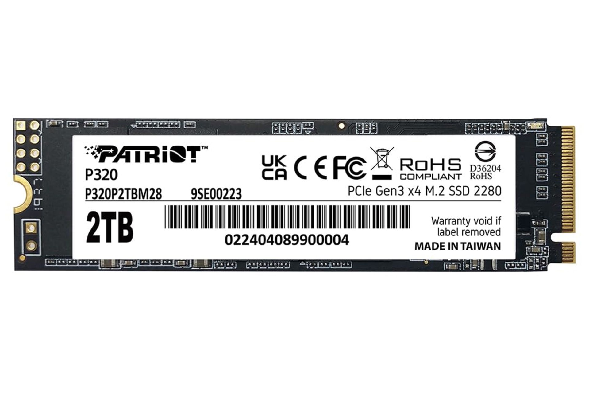 ابعاد و اندازه اس اس دی پاتریوت P320 NVMe M.2 ظرفیت 2 ترابایت