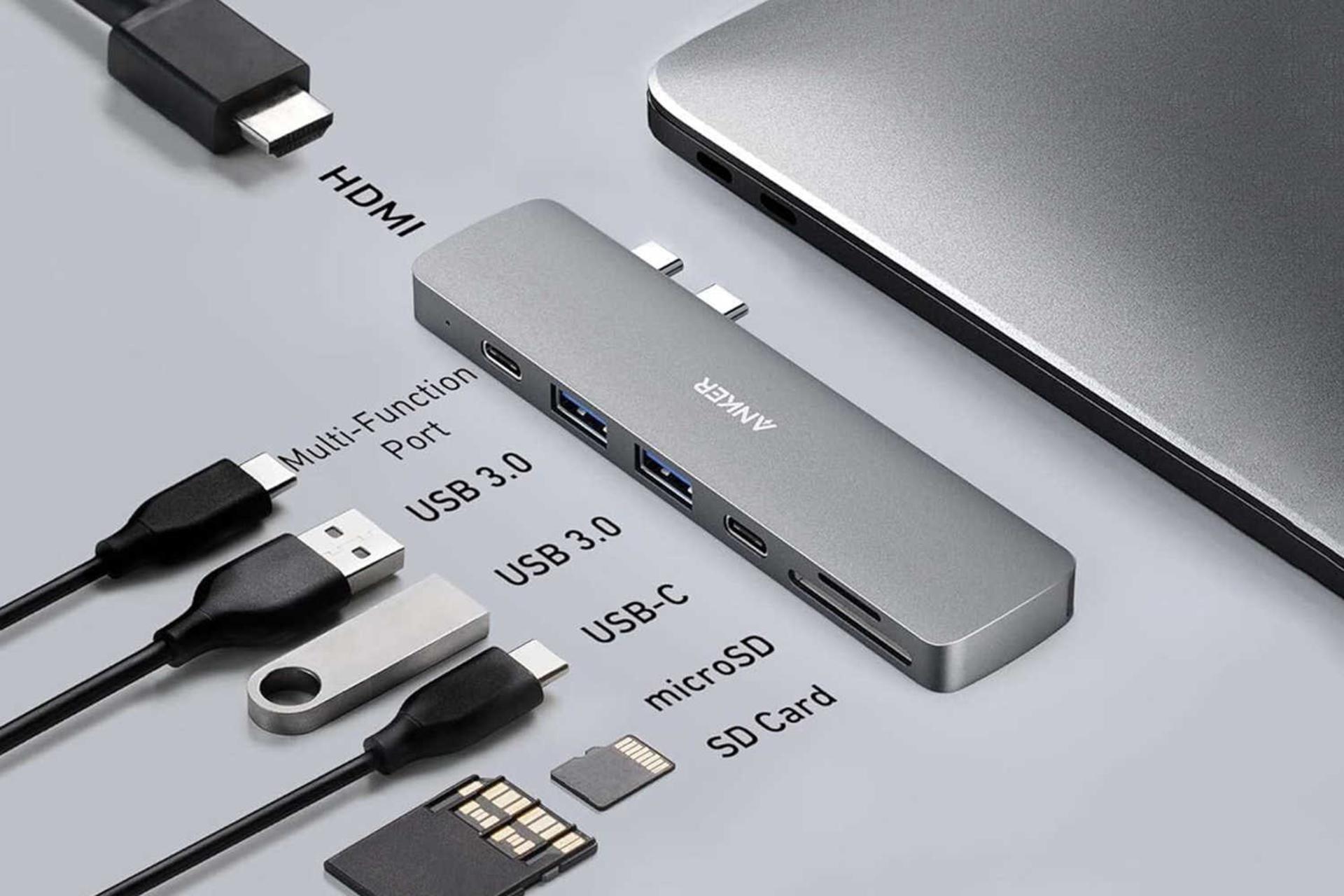 درگاه های هاب USB-C انکر 7 پورت مدل 547