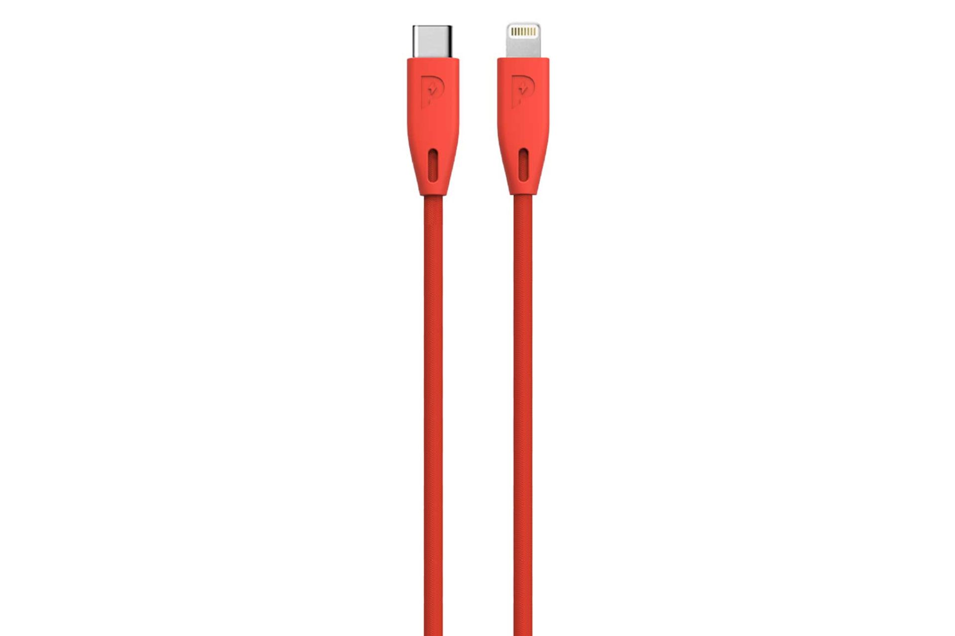 کابل شارژ USB پاورولوجی Type-C به Lightning مدل PCAB001 با طول 1.2 متر