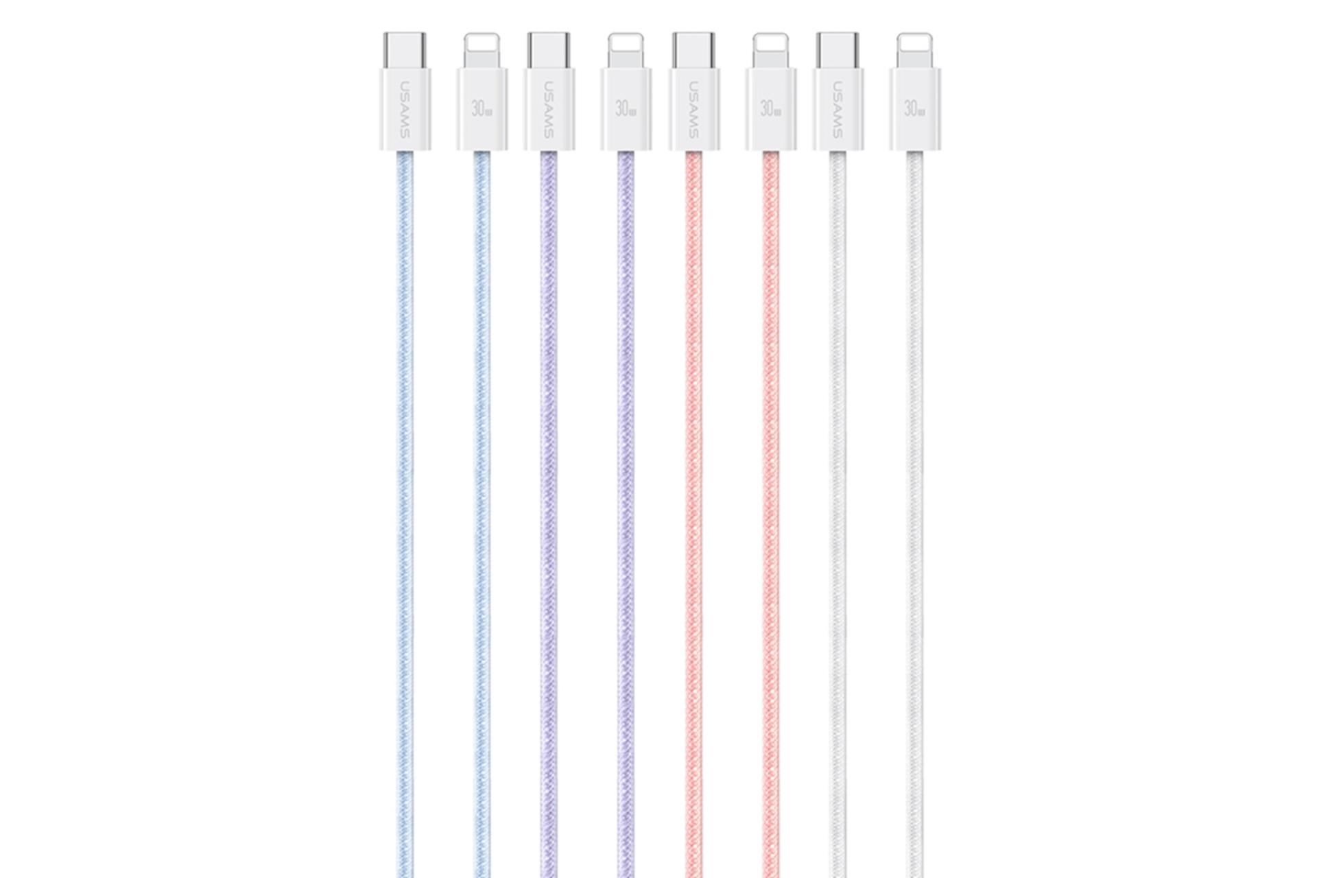 رنگ بندی کابل شارژ USB یوسمز Type-C به Lightning مدل US-SJ657 با طول 1.2 متر