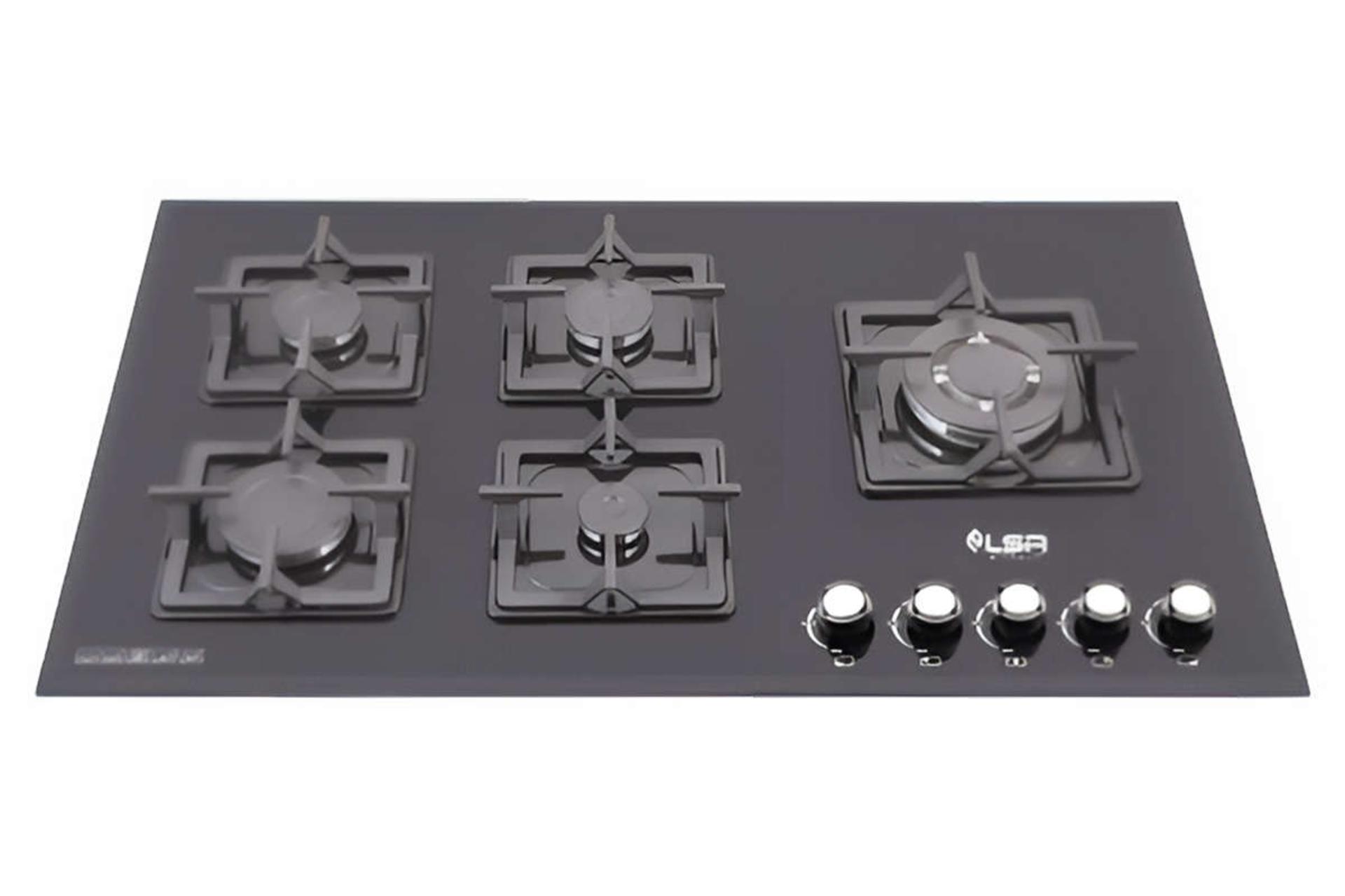 نمای جلوی اجاق گاز صفحه ای السا استیل G520 رنگ مشکی