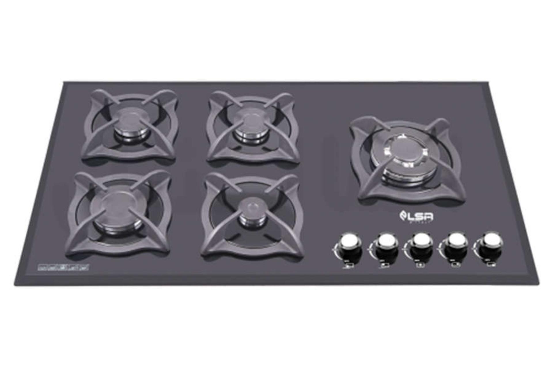 نمای جلوی اجاق گاز صفحه ای السا استیل G511 رنگ مشکی