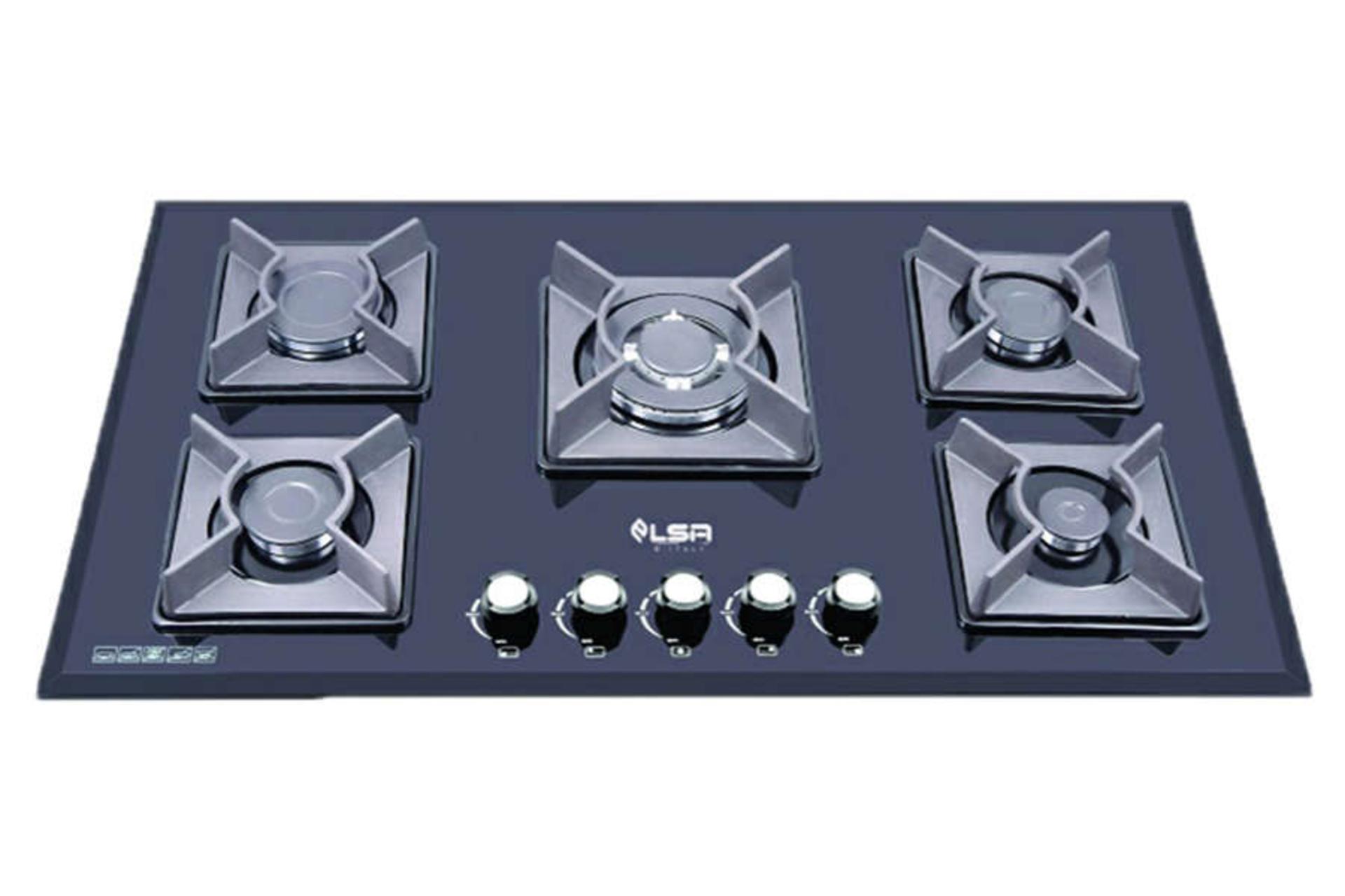نمای جلوی اجاق گاز صفحه ای السا استیل G505 رنگ مشکی