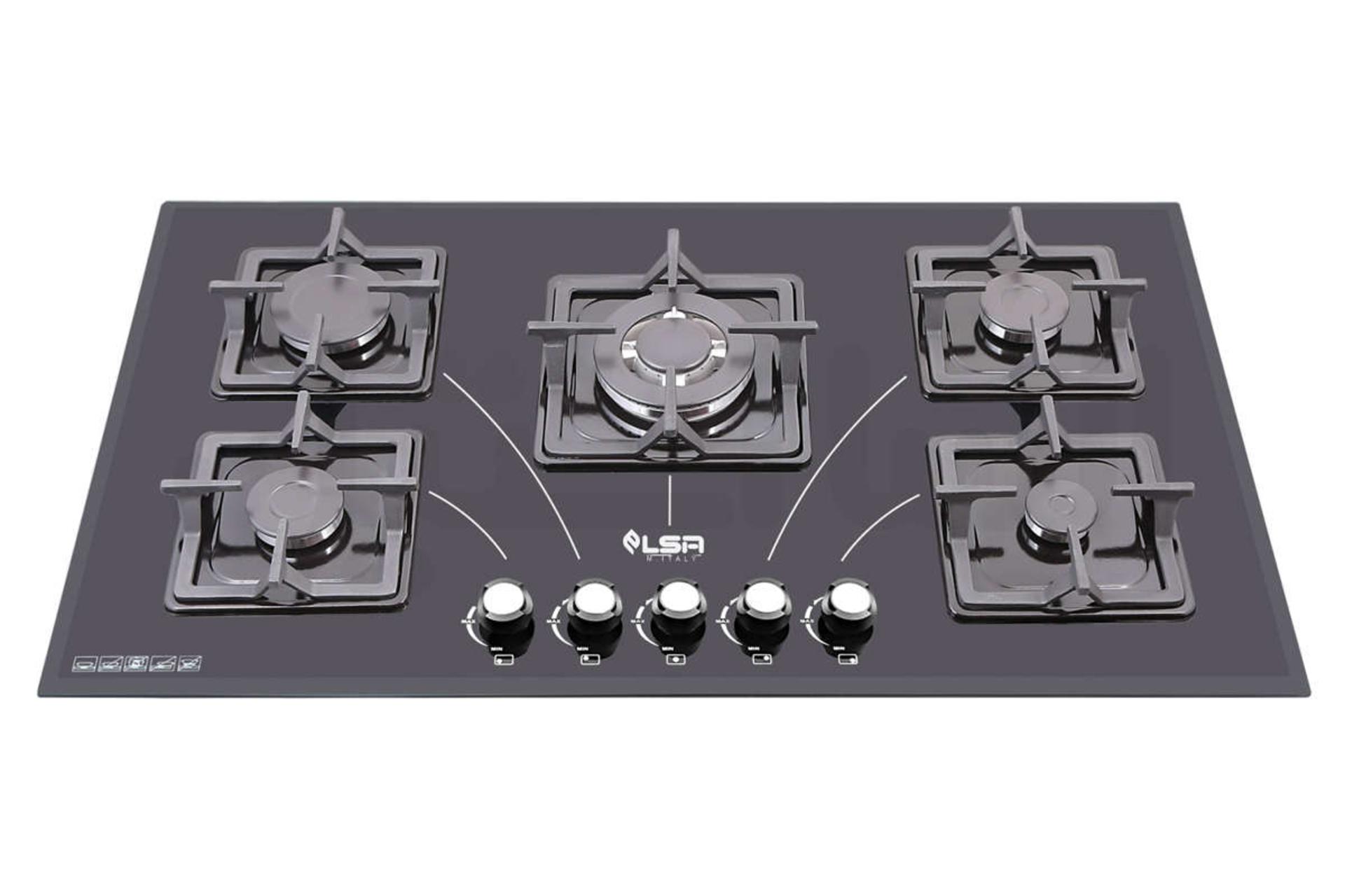 نمای جلوی اجاق گاز صفحه ای السا استیل G521 رنگ مشکی