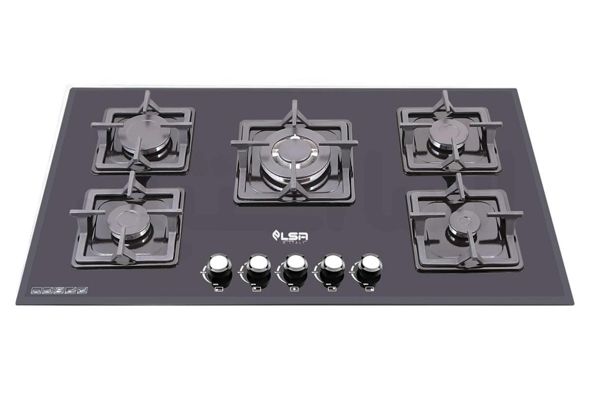 نمای جلوی اجاق گاز صفحه ای السا استیل G519 رنگ مشکی