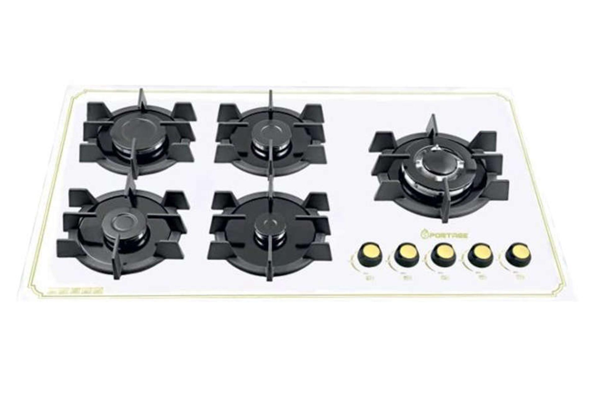 نمای جلوی اجاق گاز صفحه ای السا استیل G523W رنگ سفید