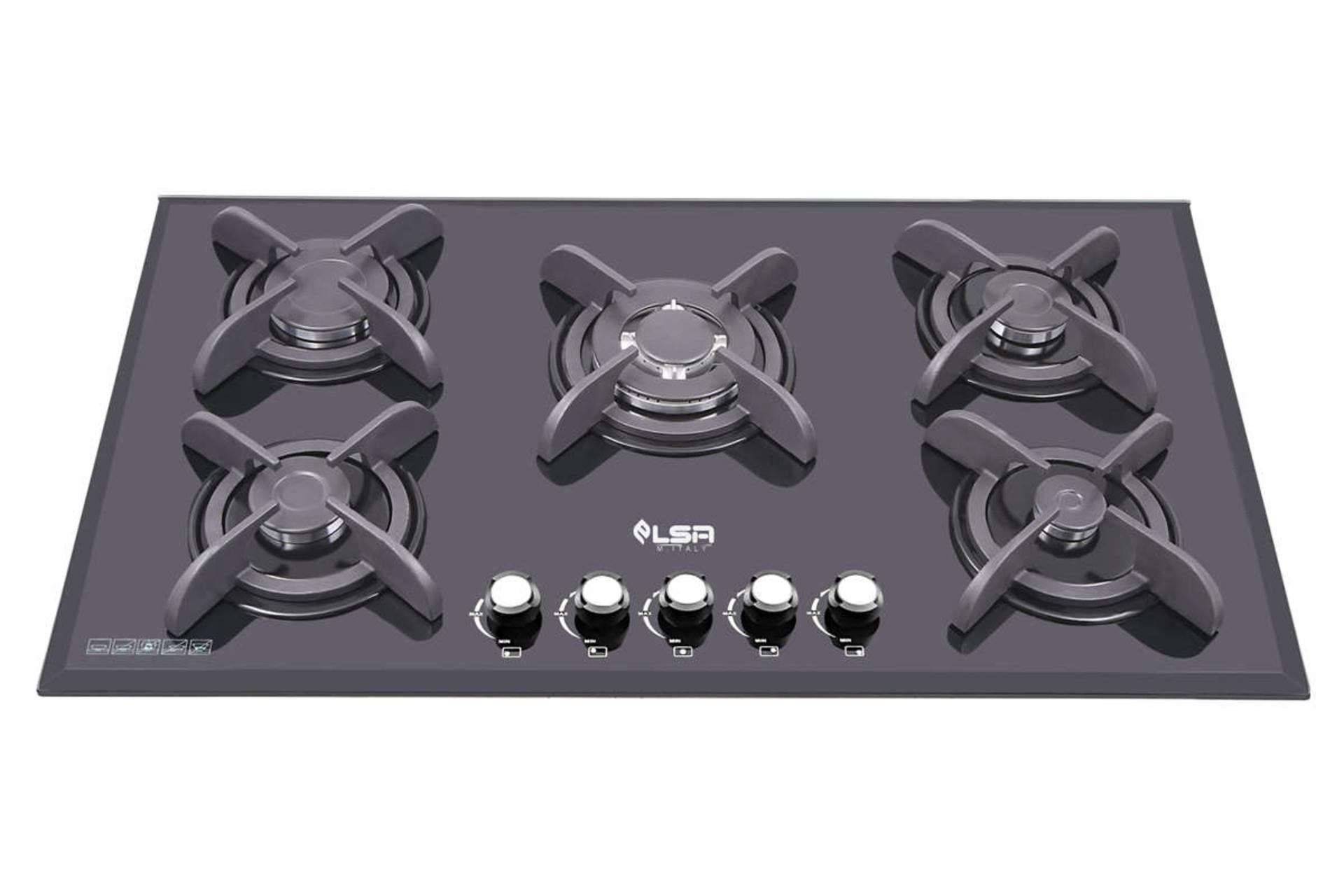 نمای جلوی اجاق گاز صفحه ای السا استیل G516 رنگ مشکی