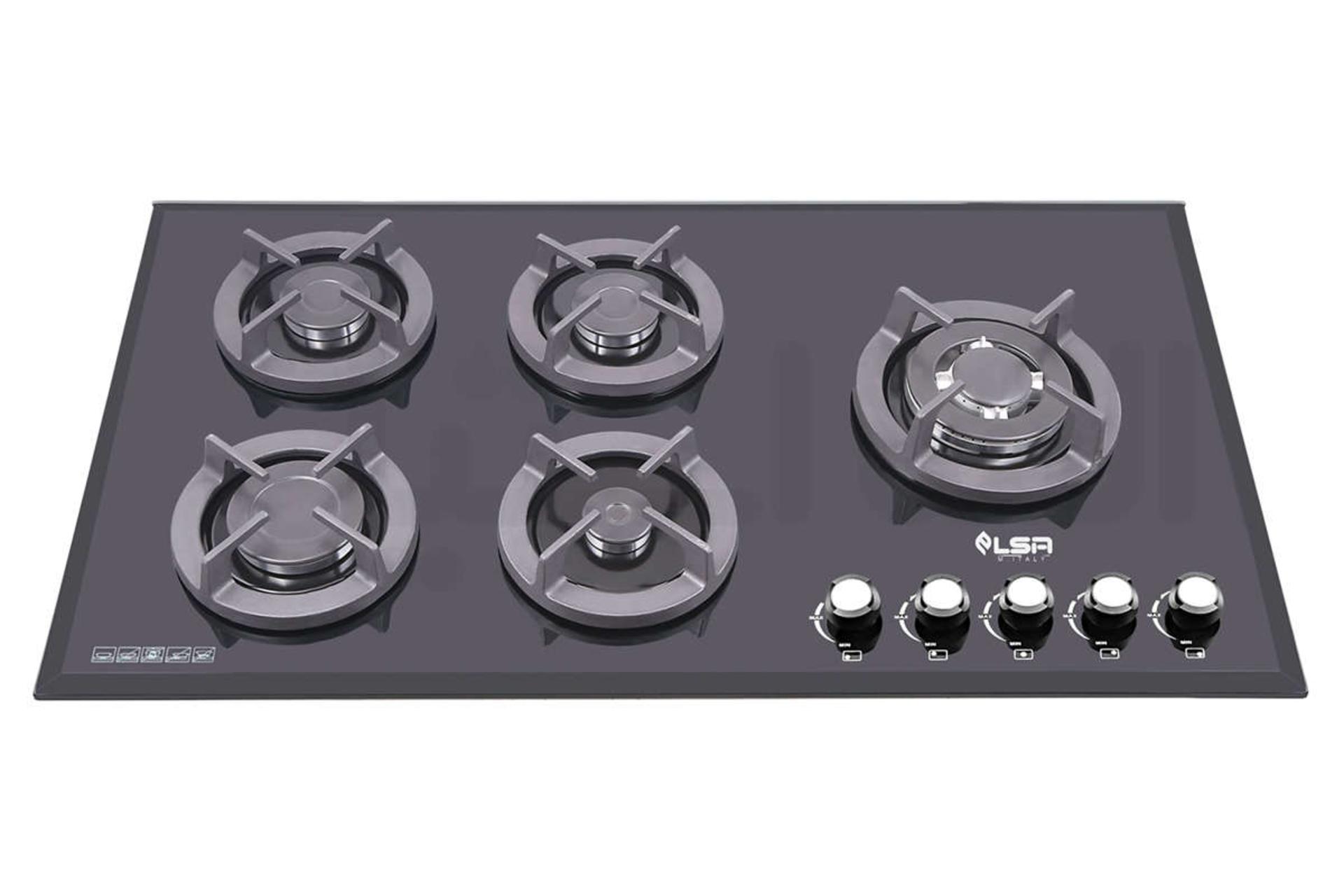 نمای جلوی اجاق گاز صفحه ای السا استیل G514 رنگ مشکی