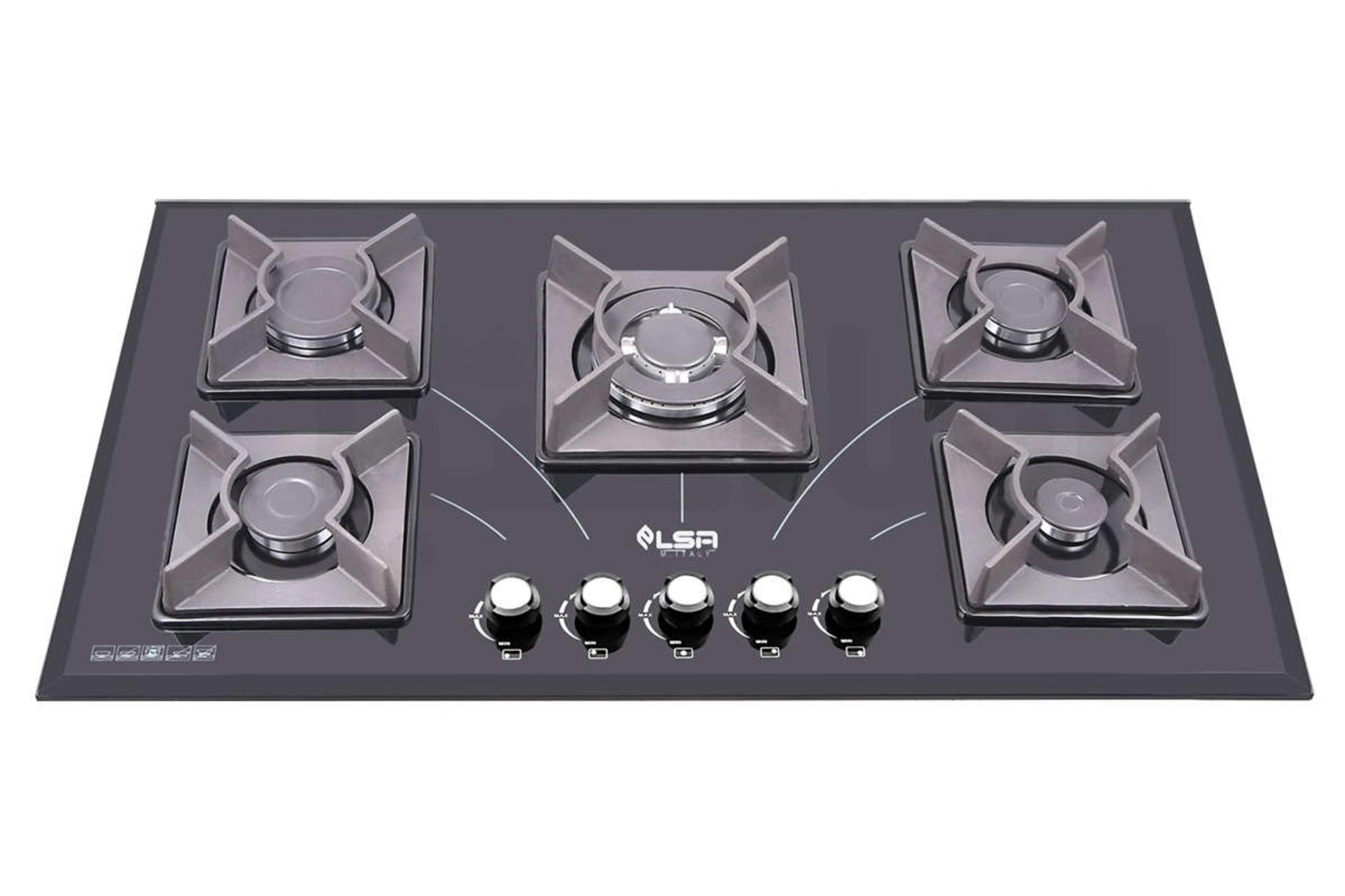 نمای جلوی اجاق گاز صفحه ای السا استیل G506 رنگ مشکی