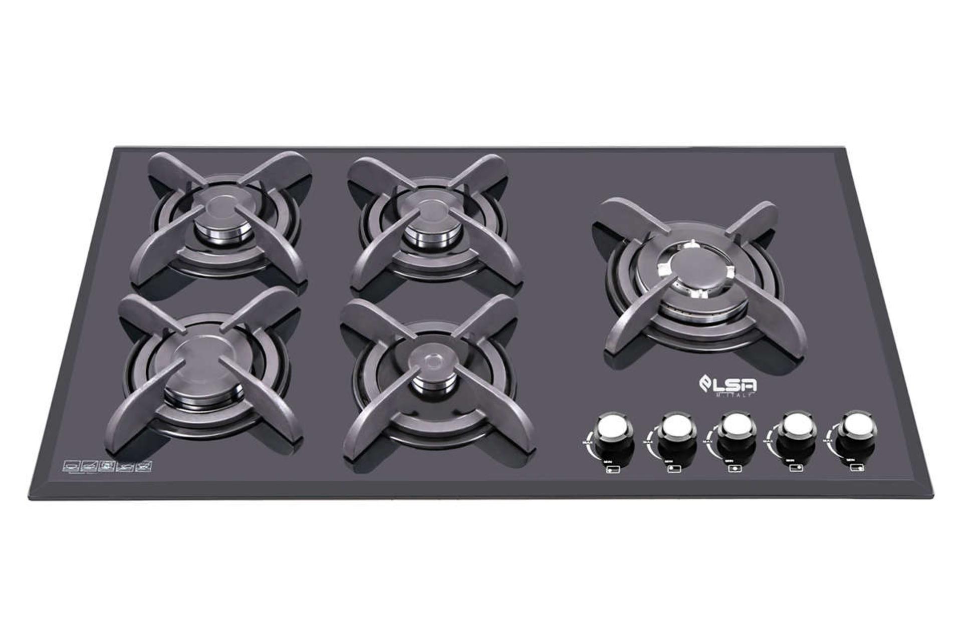 نمای جلوی اجاق گاز صفحه ای السا استیل G517 رنگ مشکی