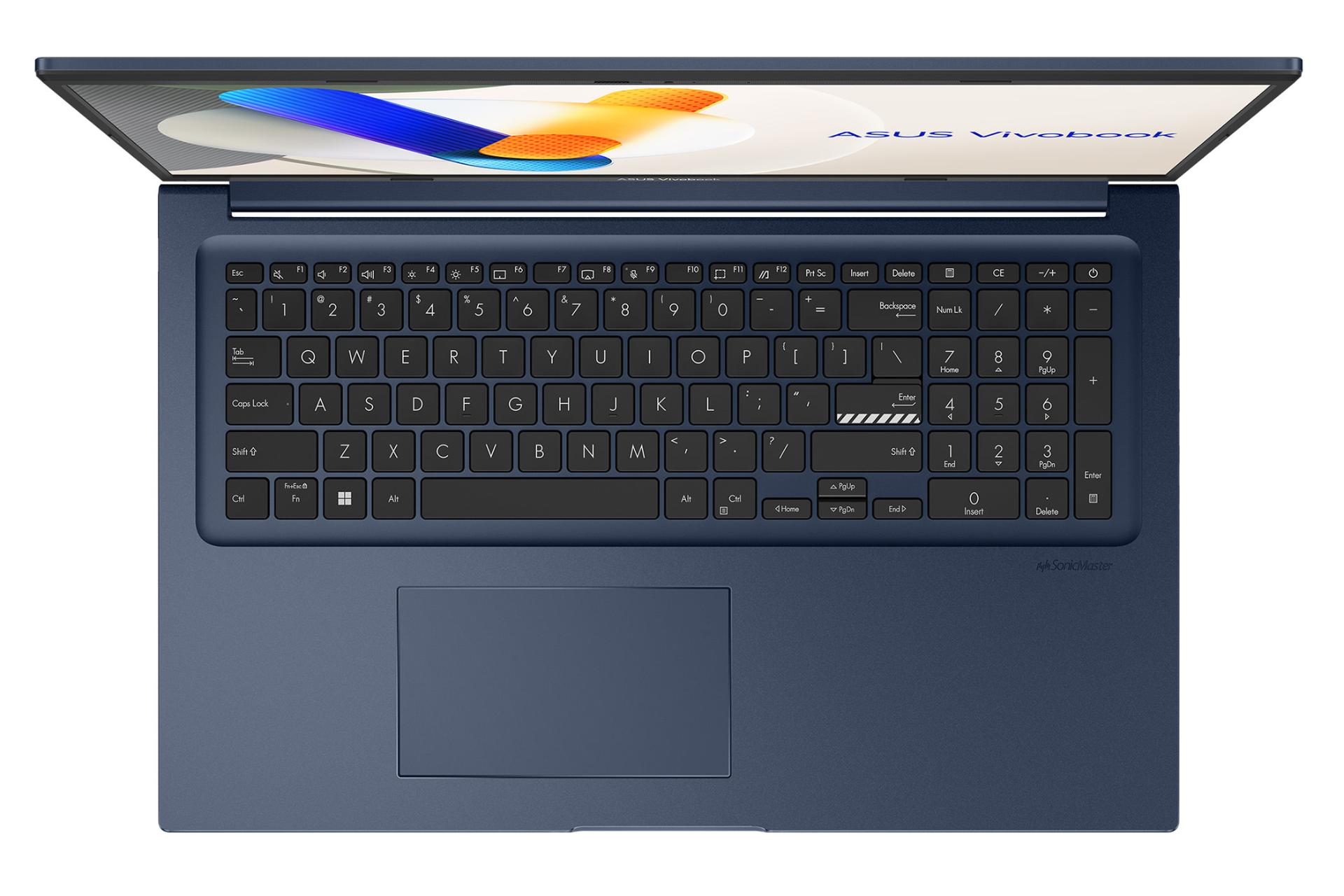 لپ تاپ ایسوس ASUS Vivobook 17 X1704VA نمای بالا و کیبورد