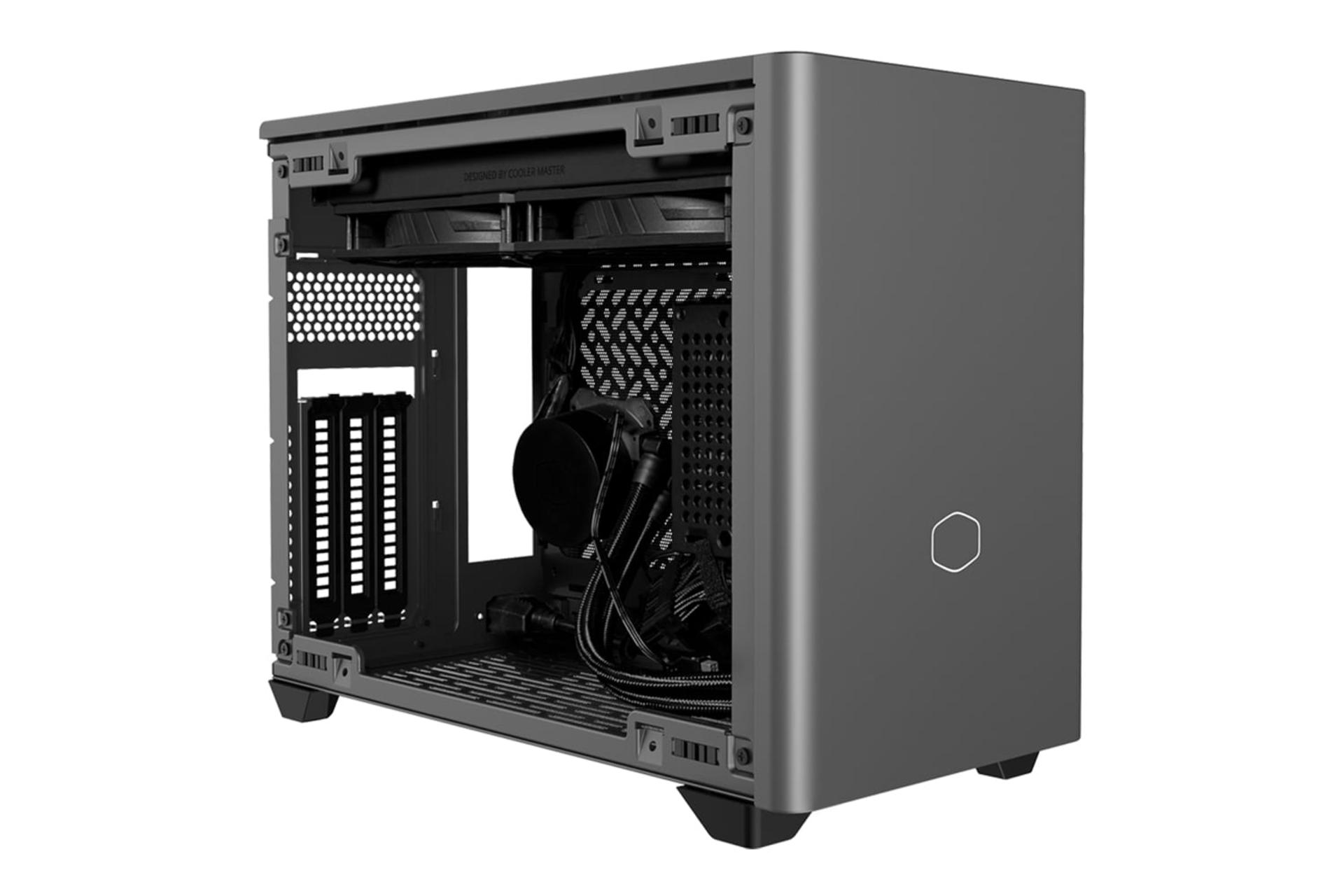 نمای نیمرخ کیس کامپیوتر کولر مستر NR200P MAX V2 با نمایش پنل جلو و بدون پنل کناری