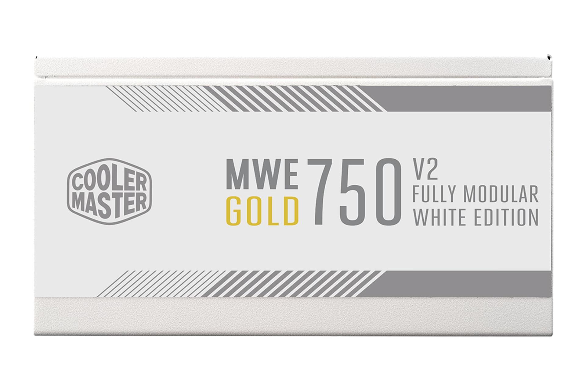نمای پنل کناری پاور کامپیوتر کولر مستر MWE Gold 750 V2 ATX 3.0 White Edition با توان 750 وات با نمایش لوگو