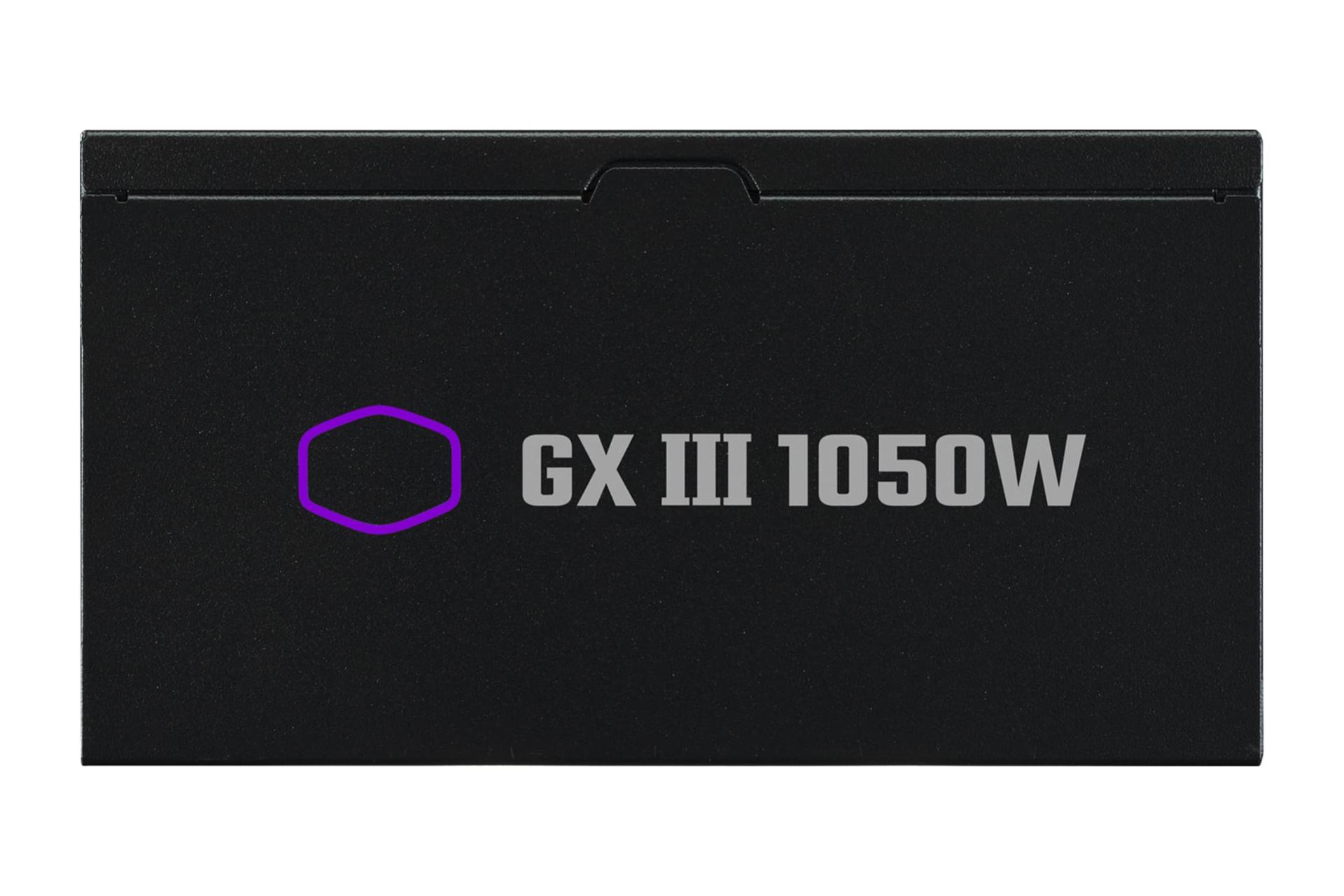 نمای پنل کناری پاور کامپیوتر کولر مستر GX III GOLD 1050 با توان 1050 وات با نمایش لوگو