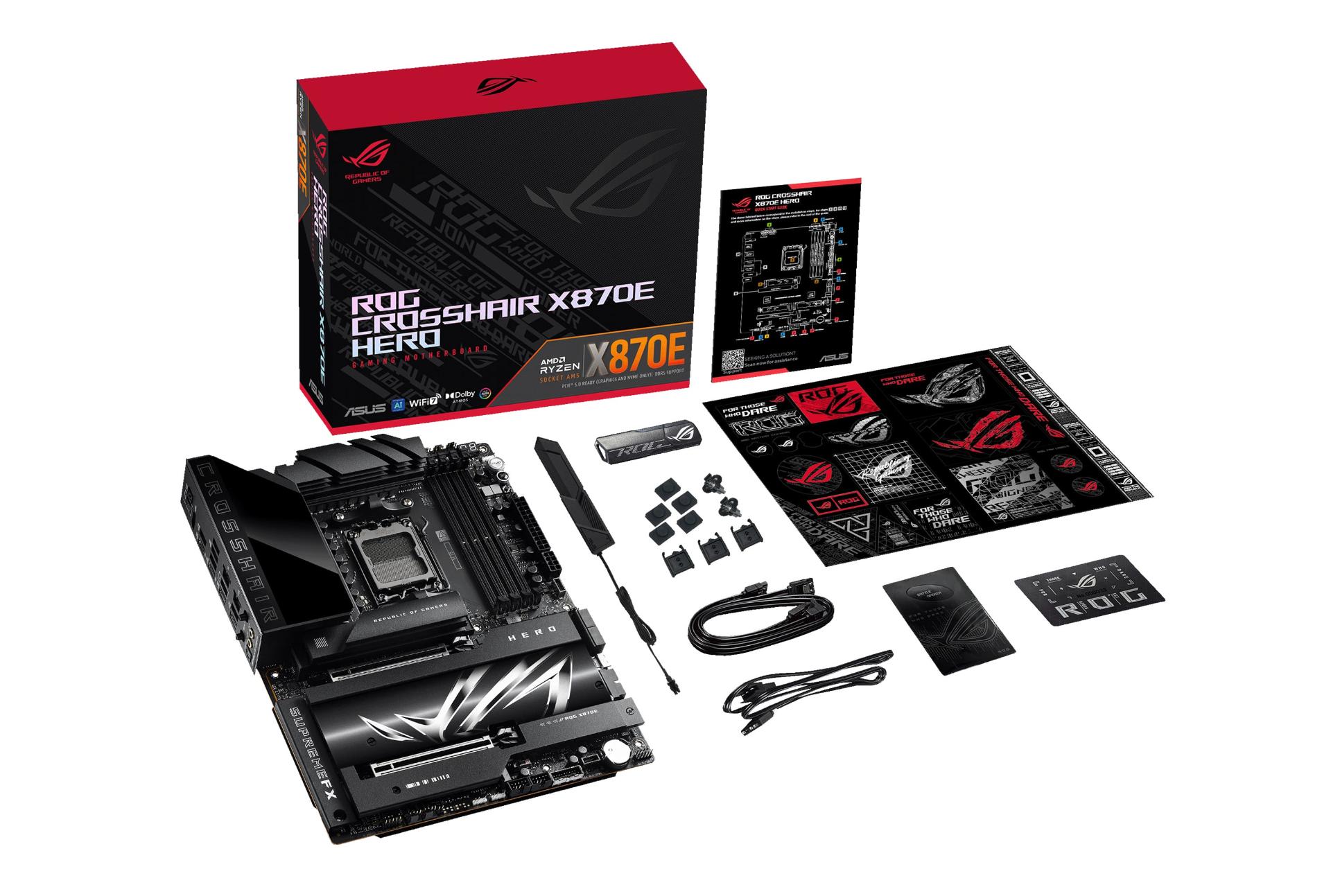 مادربرد ایسوس ASUS ROG CROSSHAIR X870E HERO با جعبه و اقلام همراه