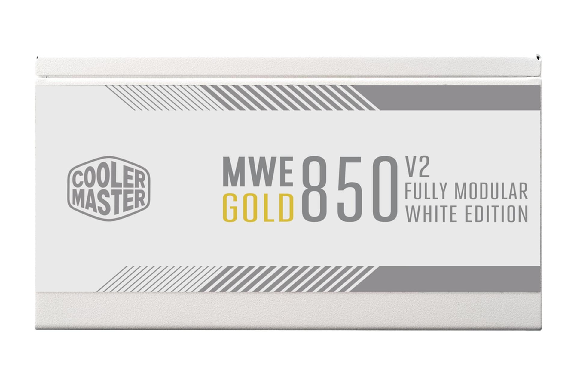 نمای پنل کناری پاور کامپیوتر کولر مستر MWE Gold 850 V2 ATX 3.0 White Edition با توان 850 وات با نمایش لوگو
