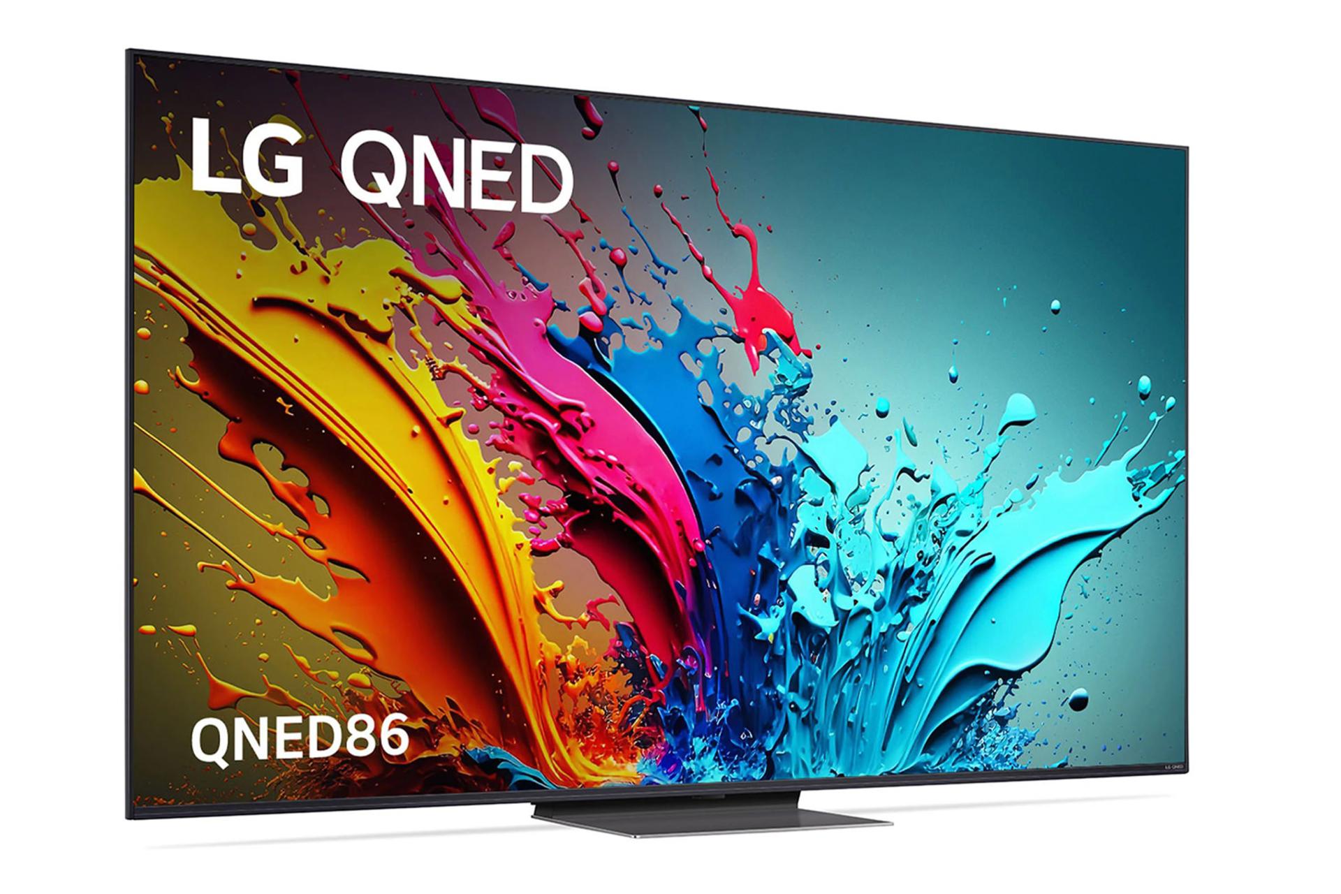 تلویزیون ال جی LG QNED86 2024 نمای جلو و چپ