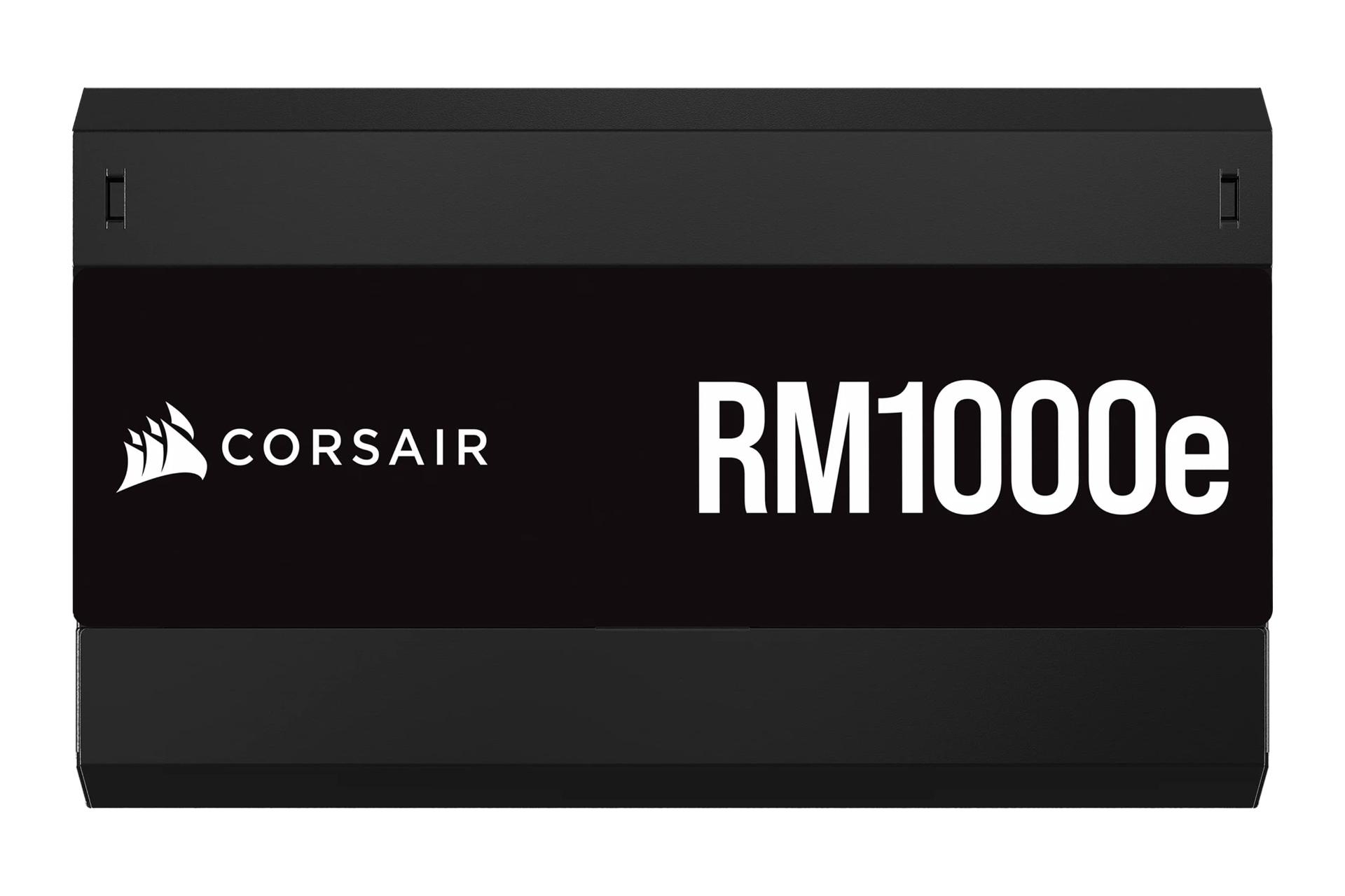 نمای پنل کناری پاور کامپیوتر کورسیر RM1000e ATX 3.1 با توان 1000 وات با نمایش لوگو