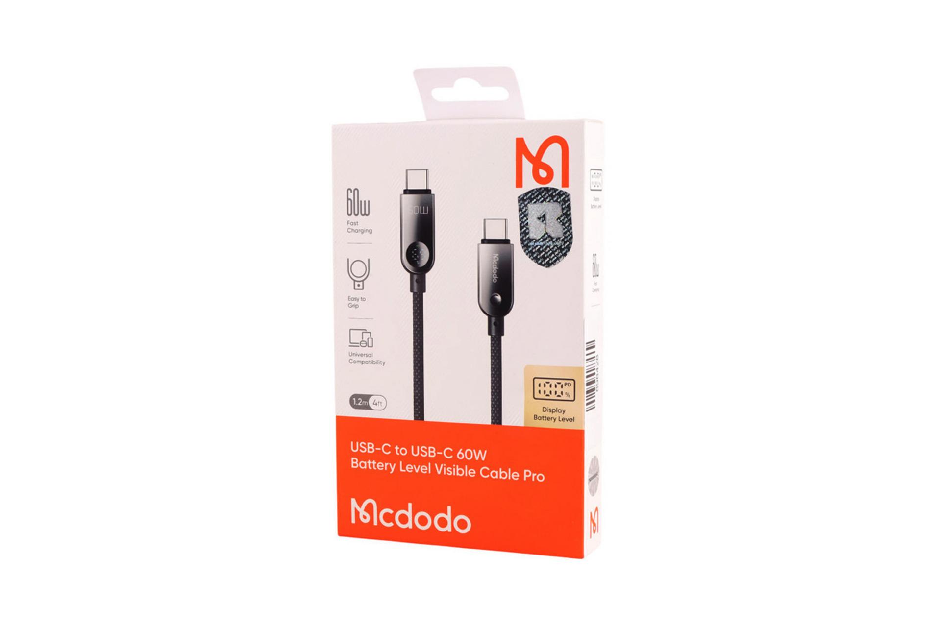 جعبه کابل شارژ USB مک دودو Type-C به Type-C مدل CA-478 با طول 1.2 متر