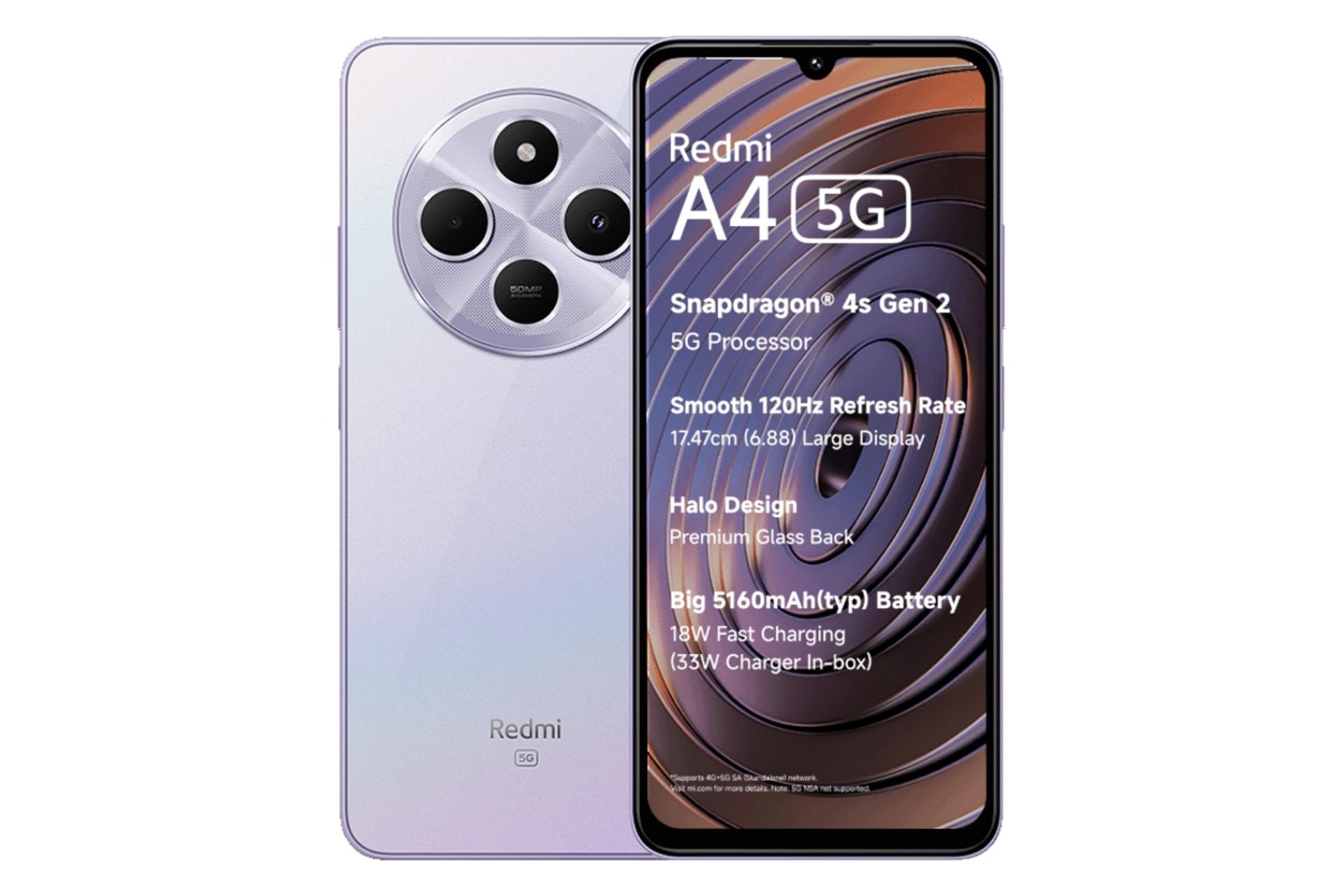 پنل جلو و پشت گوشی موبایل ردمی A4 شیائومی یاسی / Xiaomi Redmi A4