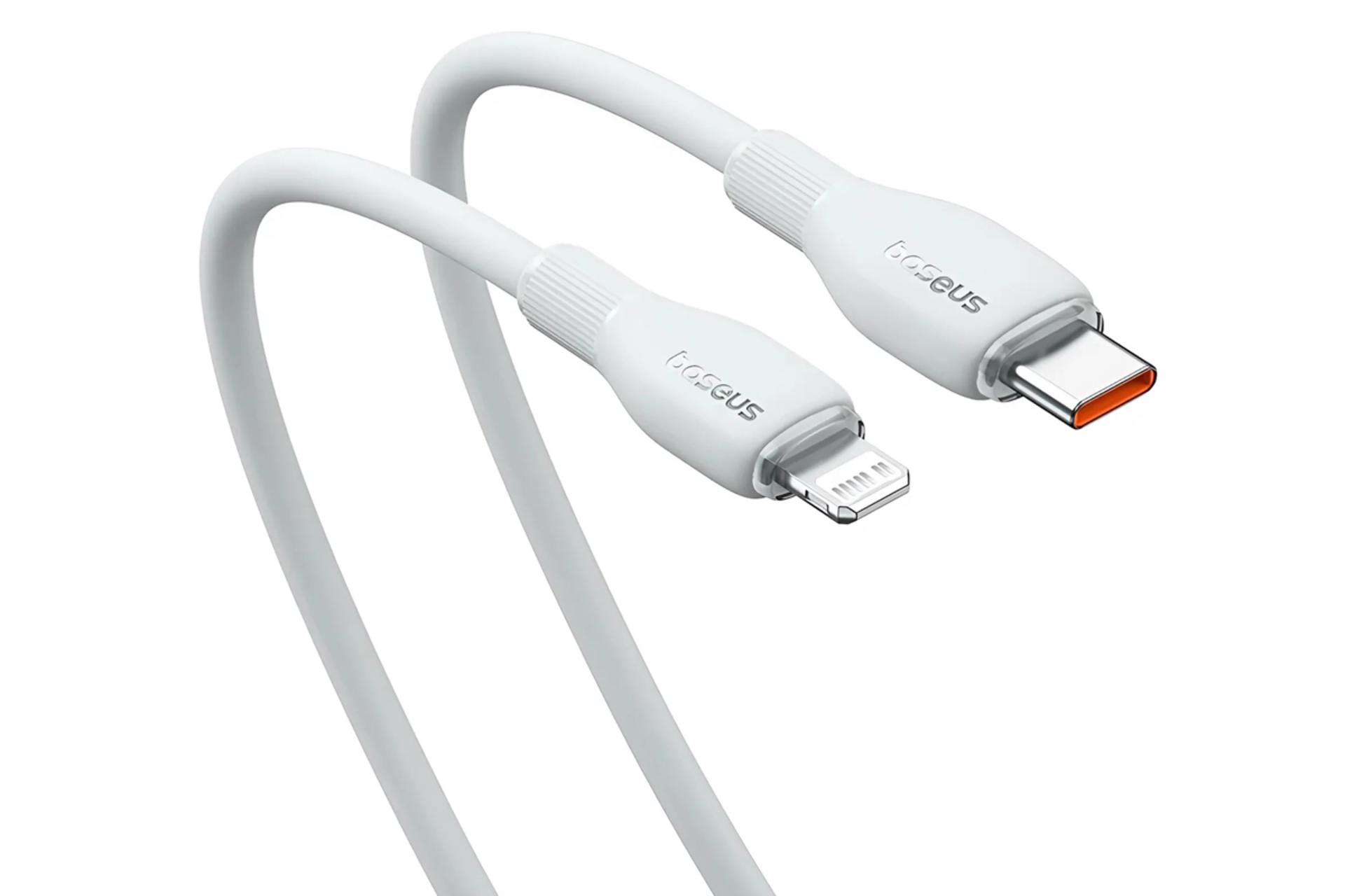 کابل شارژ USB باسئوس Type-C به Lightning مدل Pudding Series با طول 1.2 متر رنگ سفید