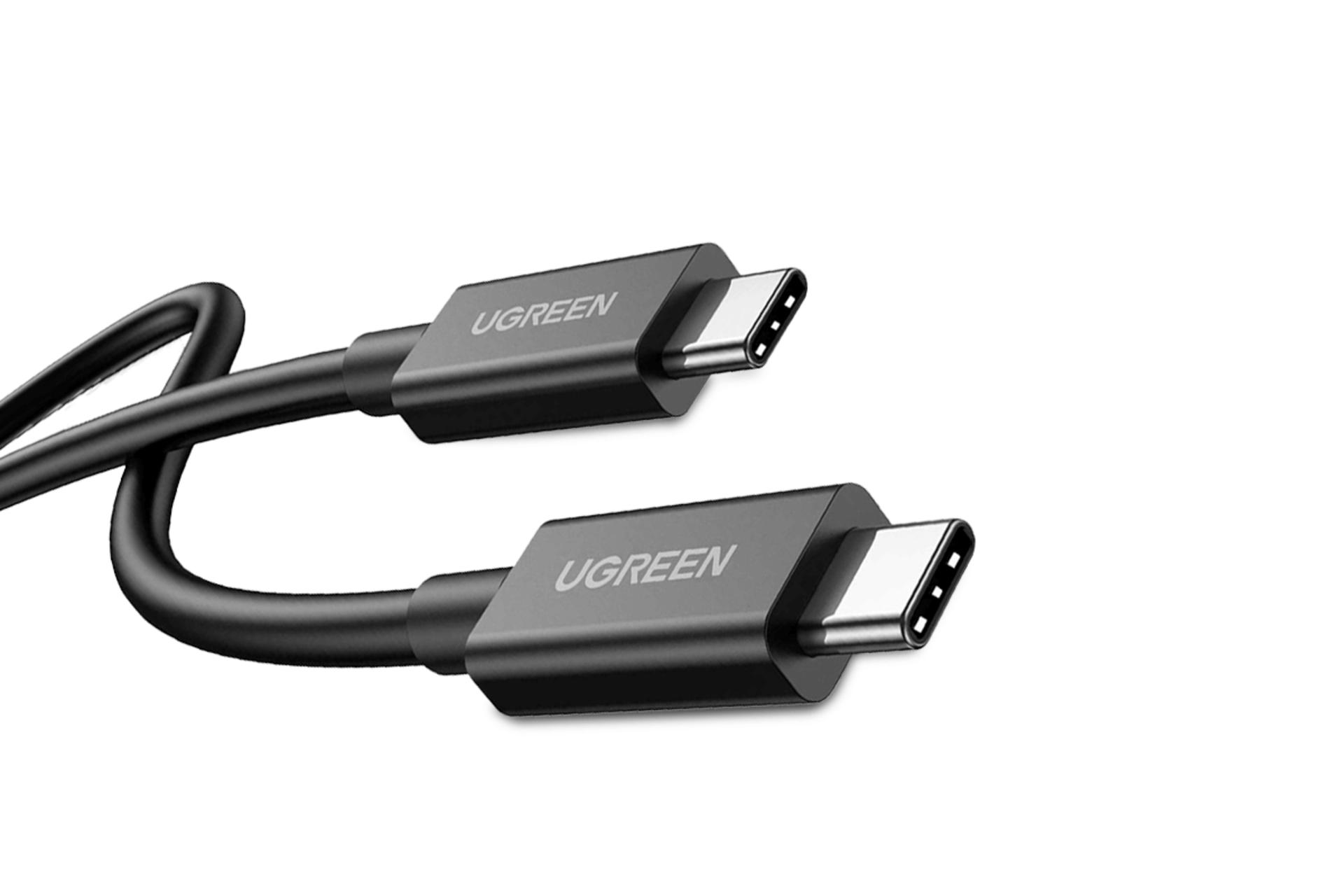 کانکتور و اتصال کابل شارژ USB یوگرین Type-C به Type-C مدل US501 ThunderBolt 4 با طول 0.8 متر