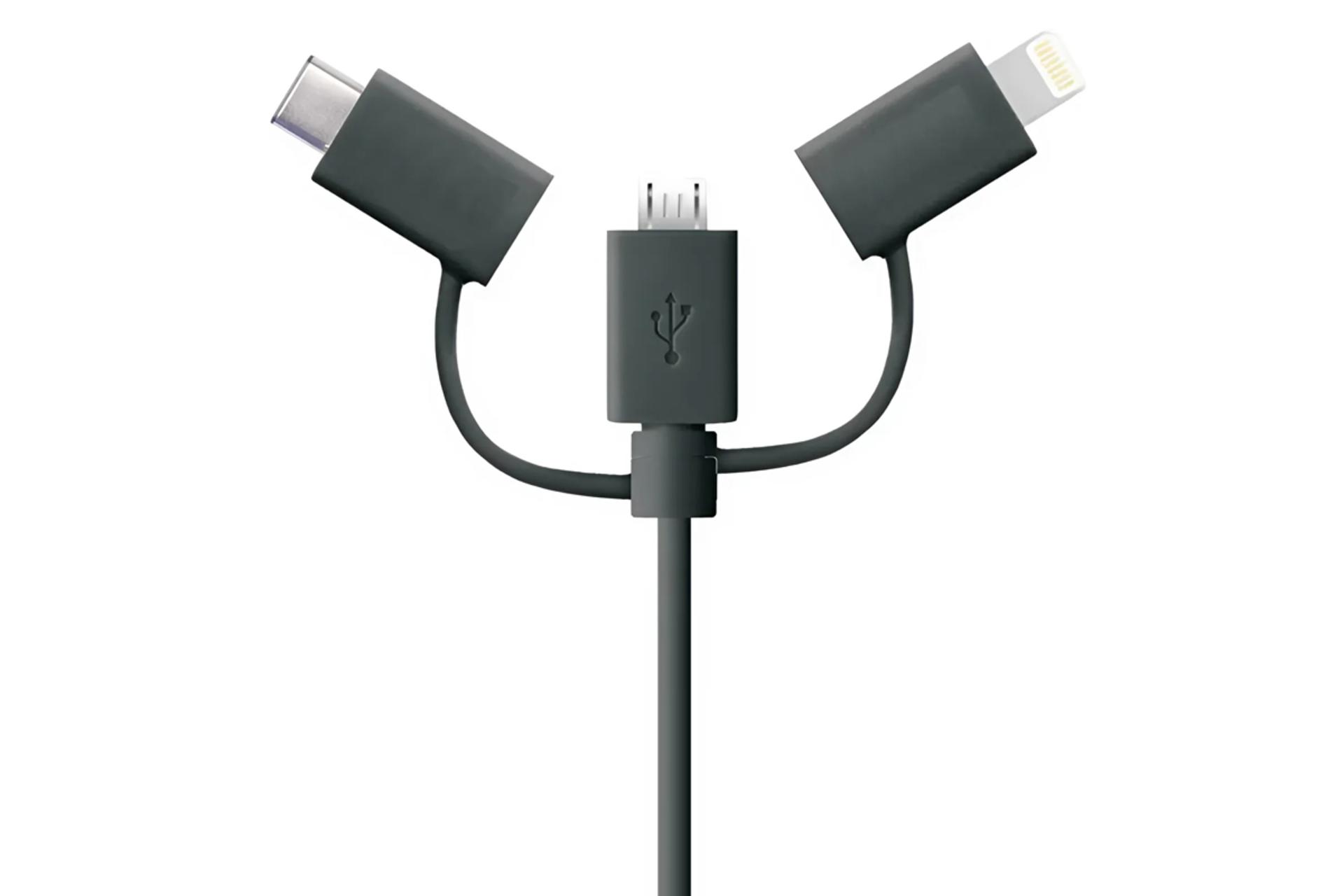 کابل شارژ USB فرانت Type-A به Type-C+Micro-USB+Lightning مدل FN-UCLMB100 3in1 با طول 1 متر