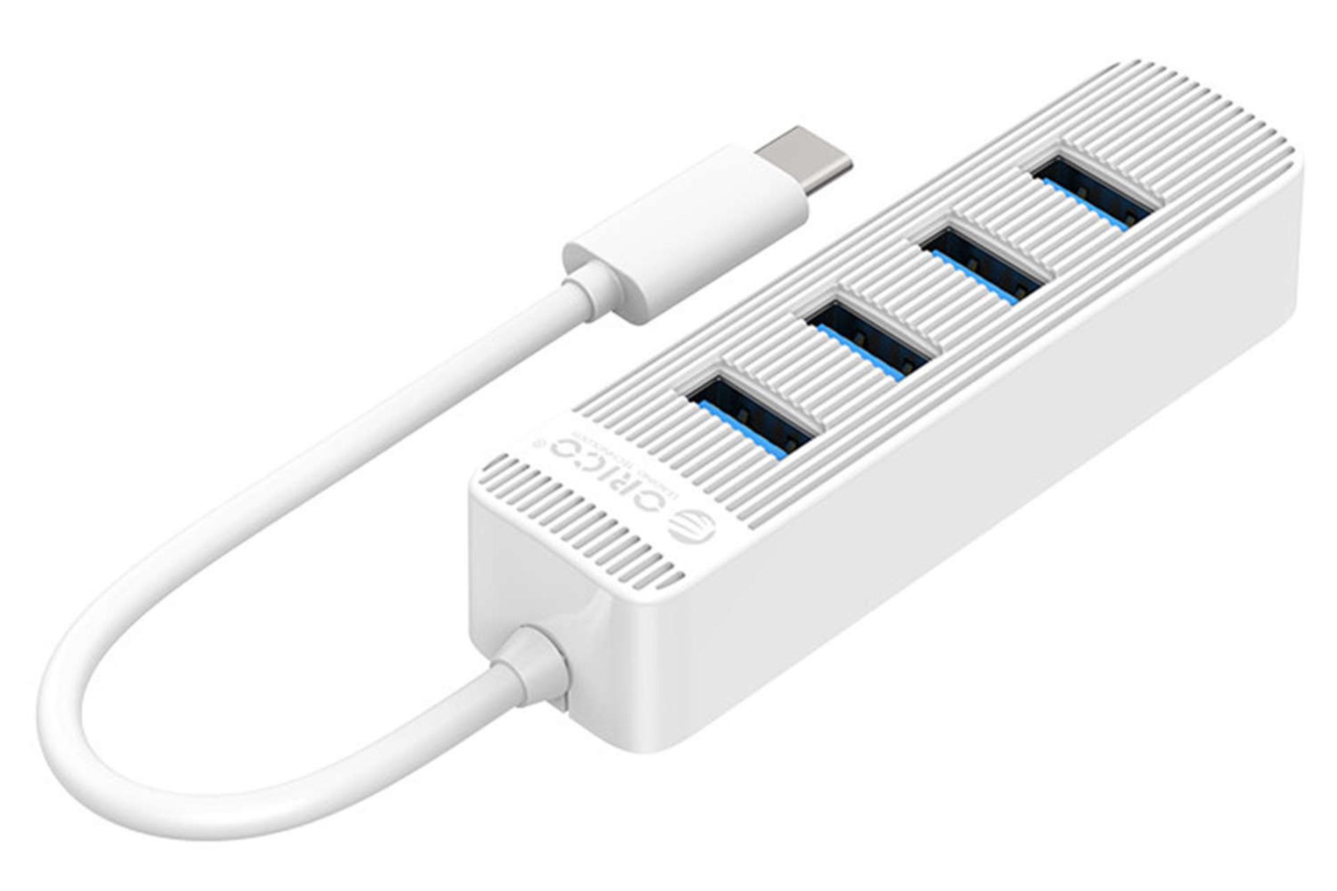 نمای سمت راست هاب USB-C اوریکو 4 پورت مدل TWC3-4A رنگ سفید