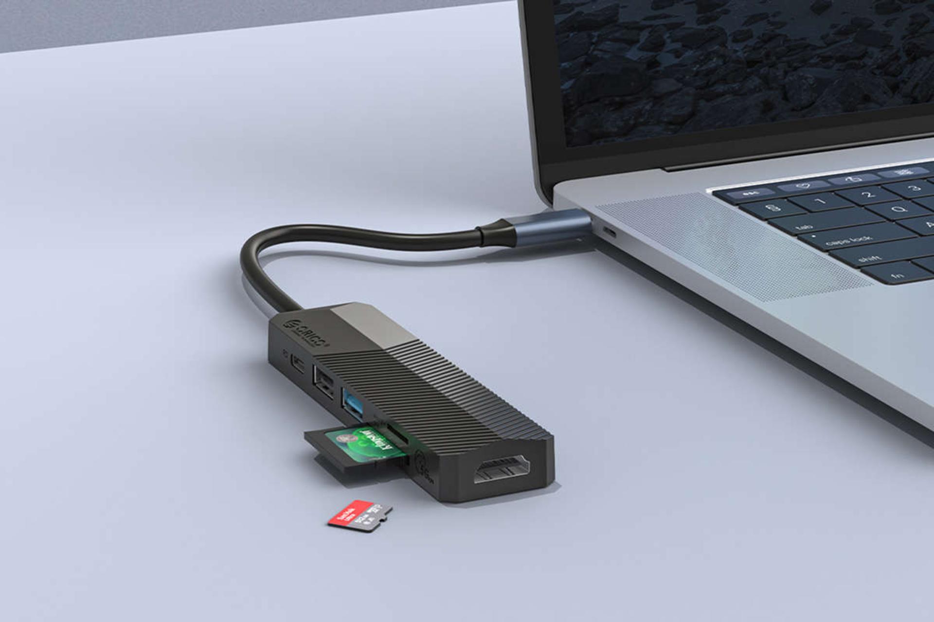 مرجع متخصصين ايران درگاه كارت حافظه هاب USB-C اوريكو 6 پورت مدل MDK-4P